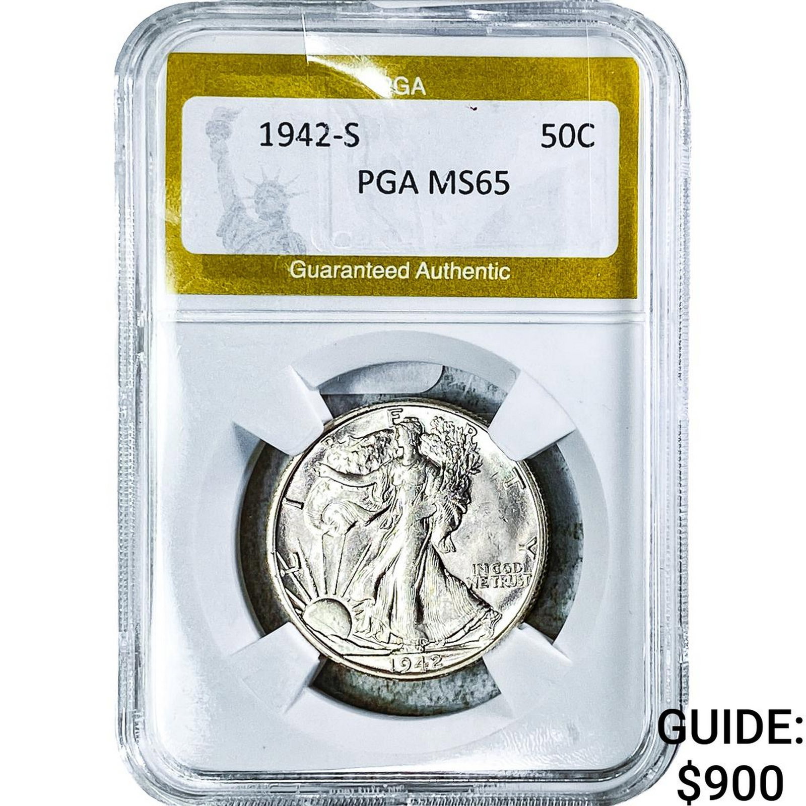 1942-S Walking Liberty Half Dollar PGA MS65: 1942-S Walking Liberty Half Dollar PGA MS65