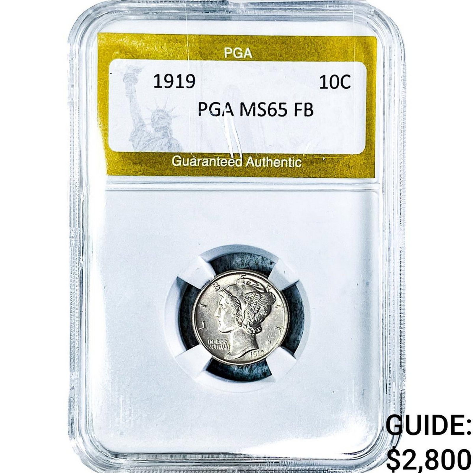 1919 Mercury Silver Dime PGA MS65 FB: 1919 Mercury Silver Dime PGA MS65 FB