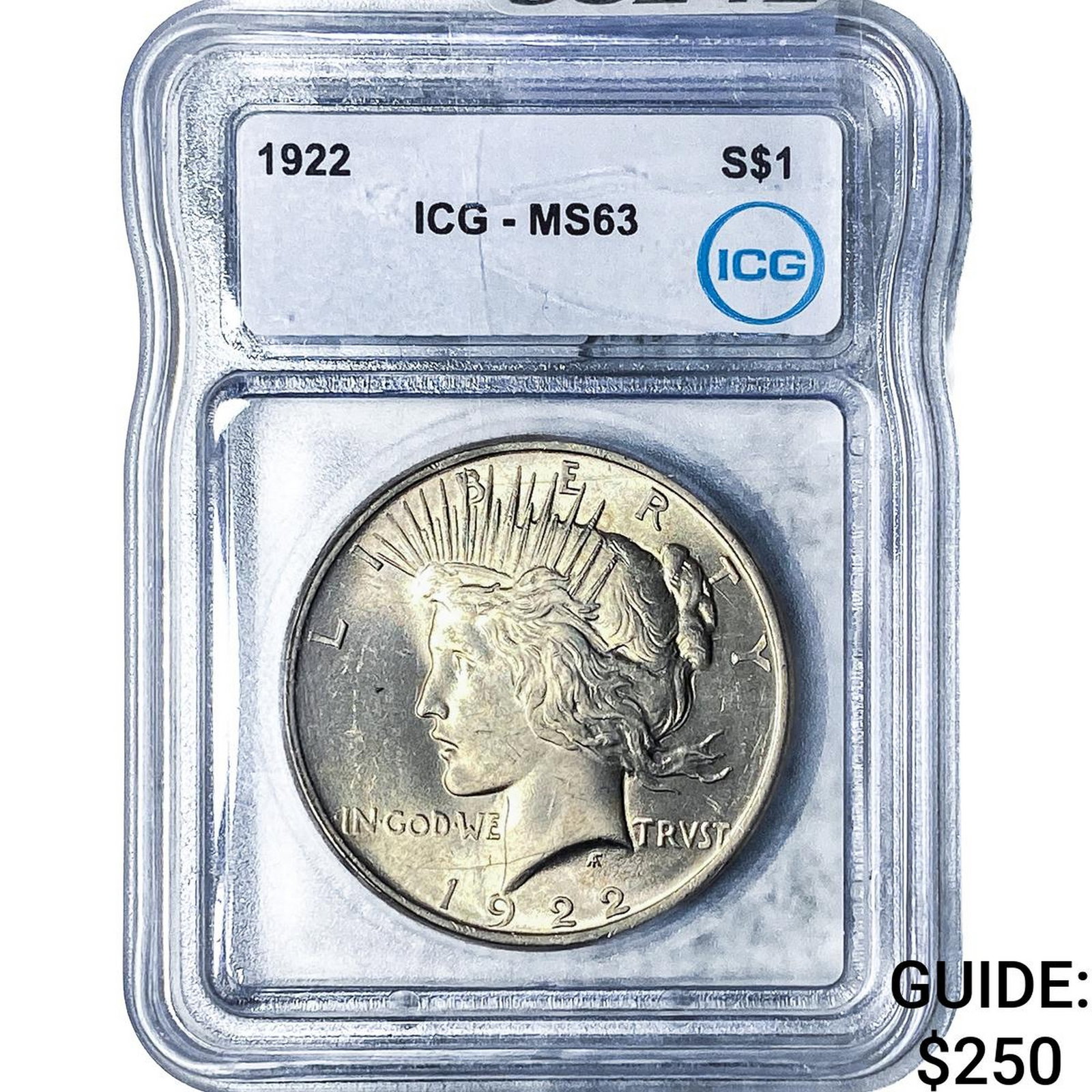 1922 Silver Peace Dollar ICG MS63: 1922 Silver Peace Dollar ICG MS63