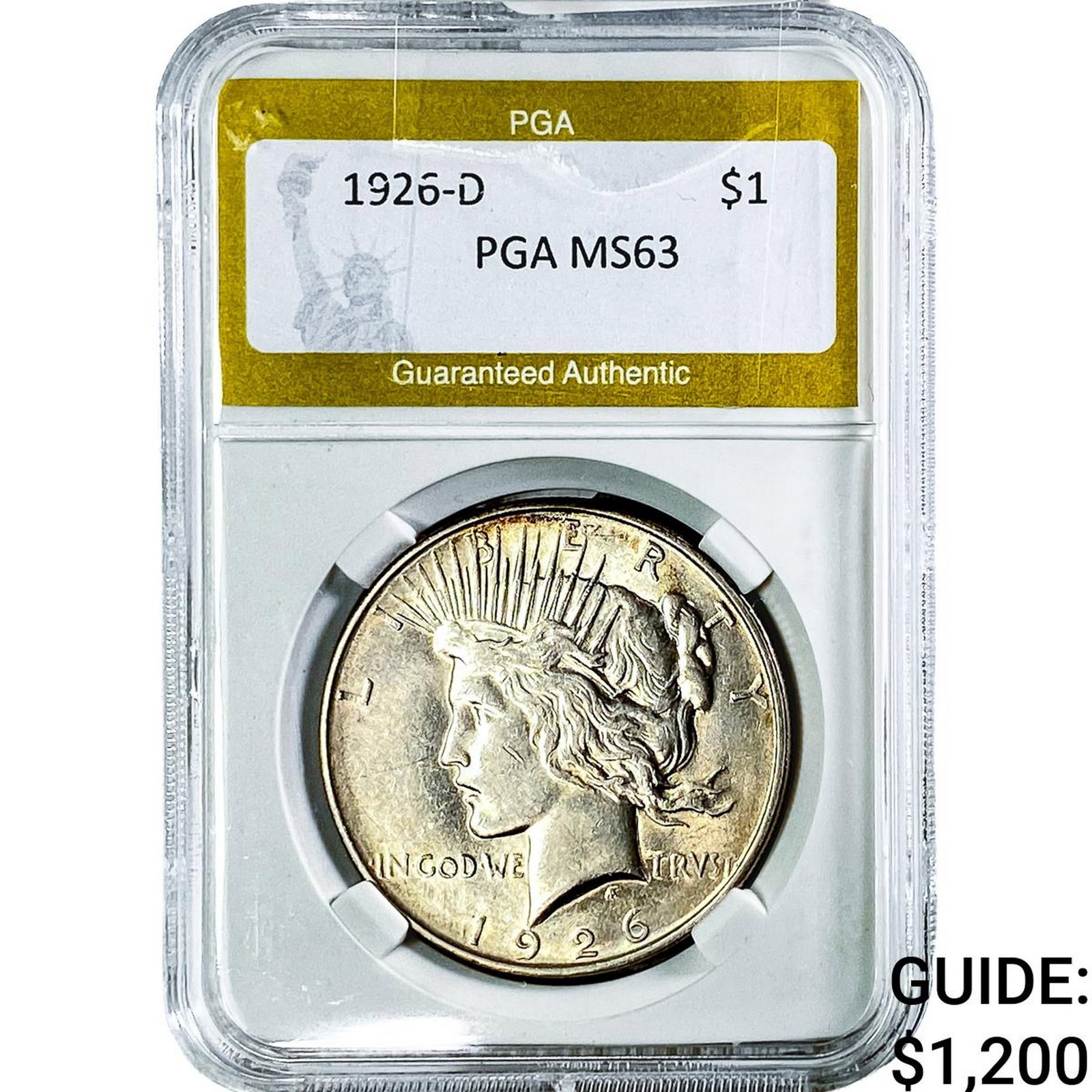 1926-D Silver Peace Dollar PGA MS63: 1926-D Silver Peace Dollar PGA MS63