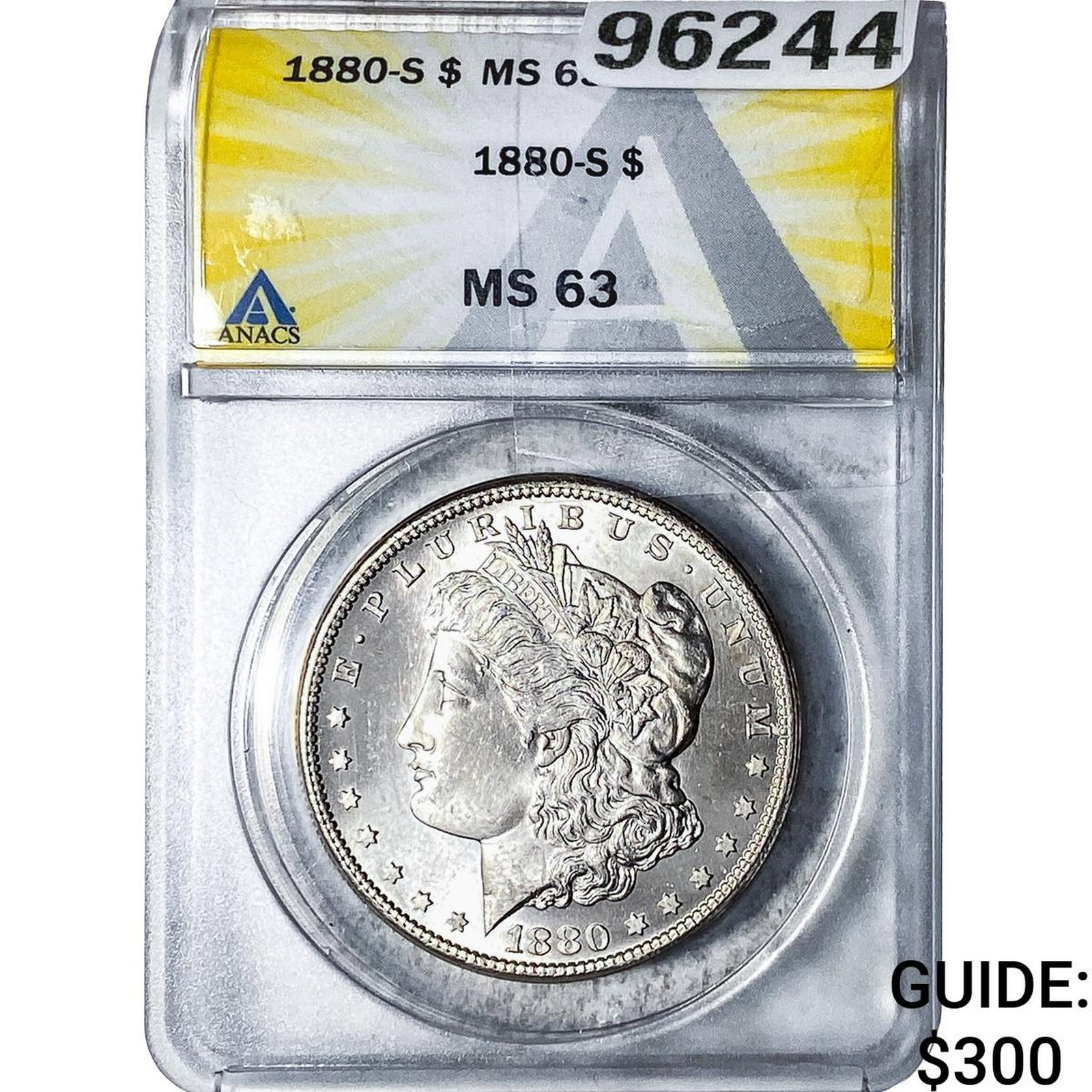 1880-S Morgan Silver Dollar ANACS MS63: 1880-S Morgan Silver Dollar ANACS MS63