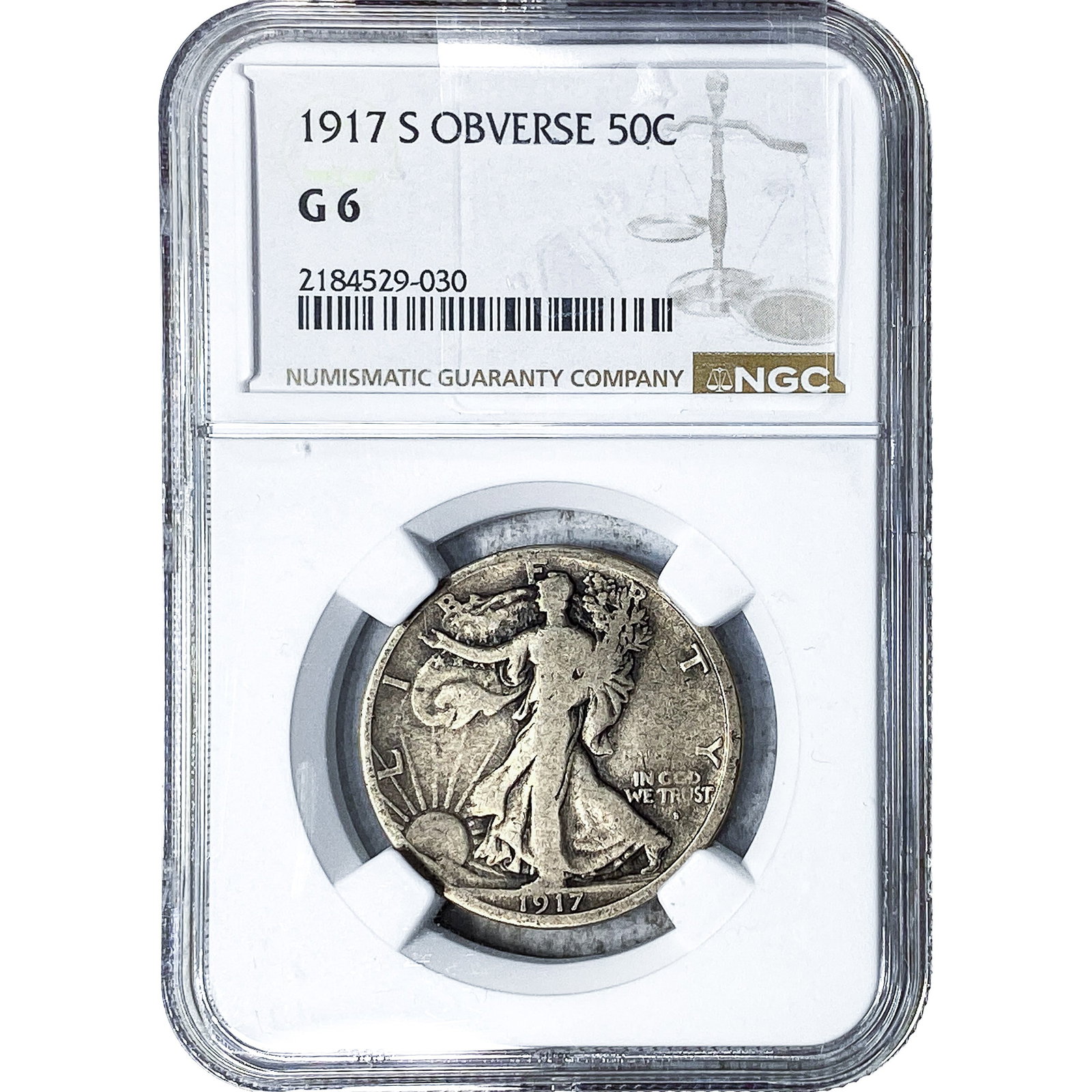 1917-S Walking Liberty Half Dollar NGC G6: 1917-S Walking Liberty Half Dollar NGC G6