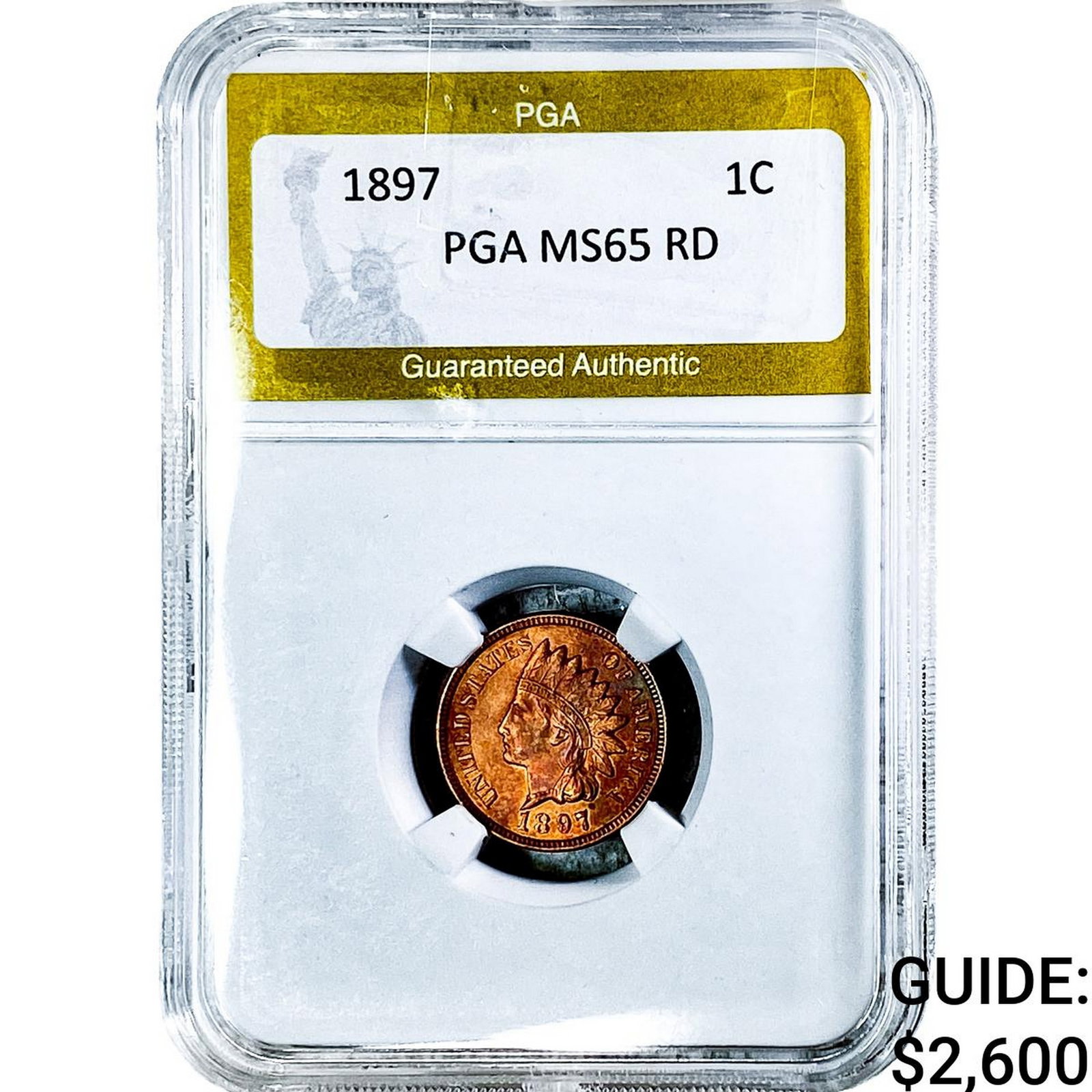 1897 Indian Head Cent PGA MS65 RD: 1897 Indian Head Cent PGA MS65 RD