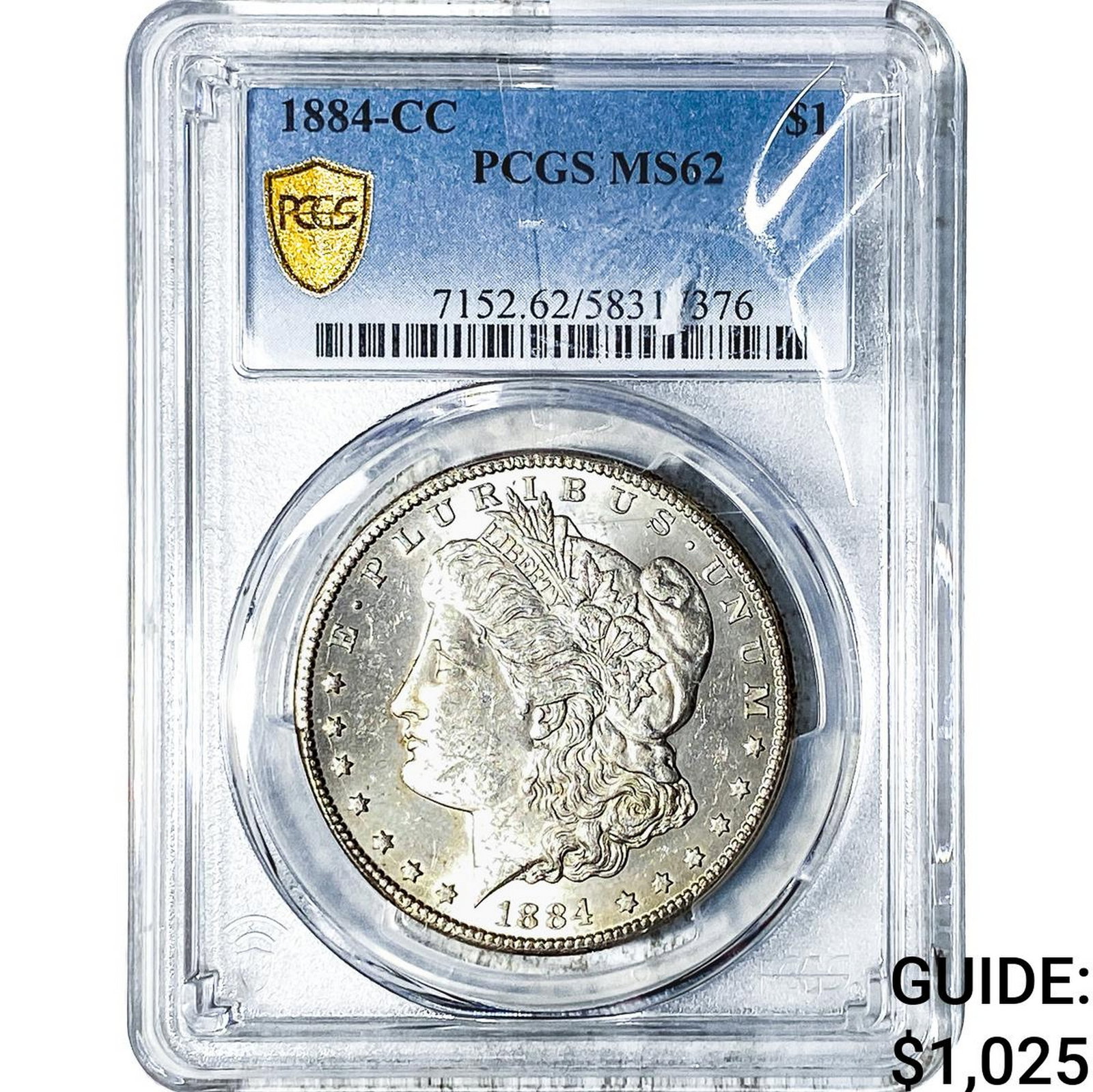 1884-CC Morgan Silver Dollar PCGS MS62: 1884-CC Morgan Silver Dollar PCGS MS62