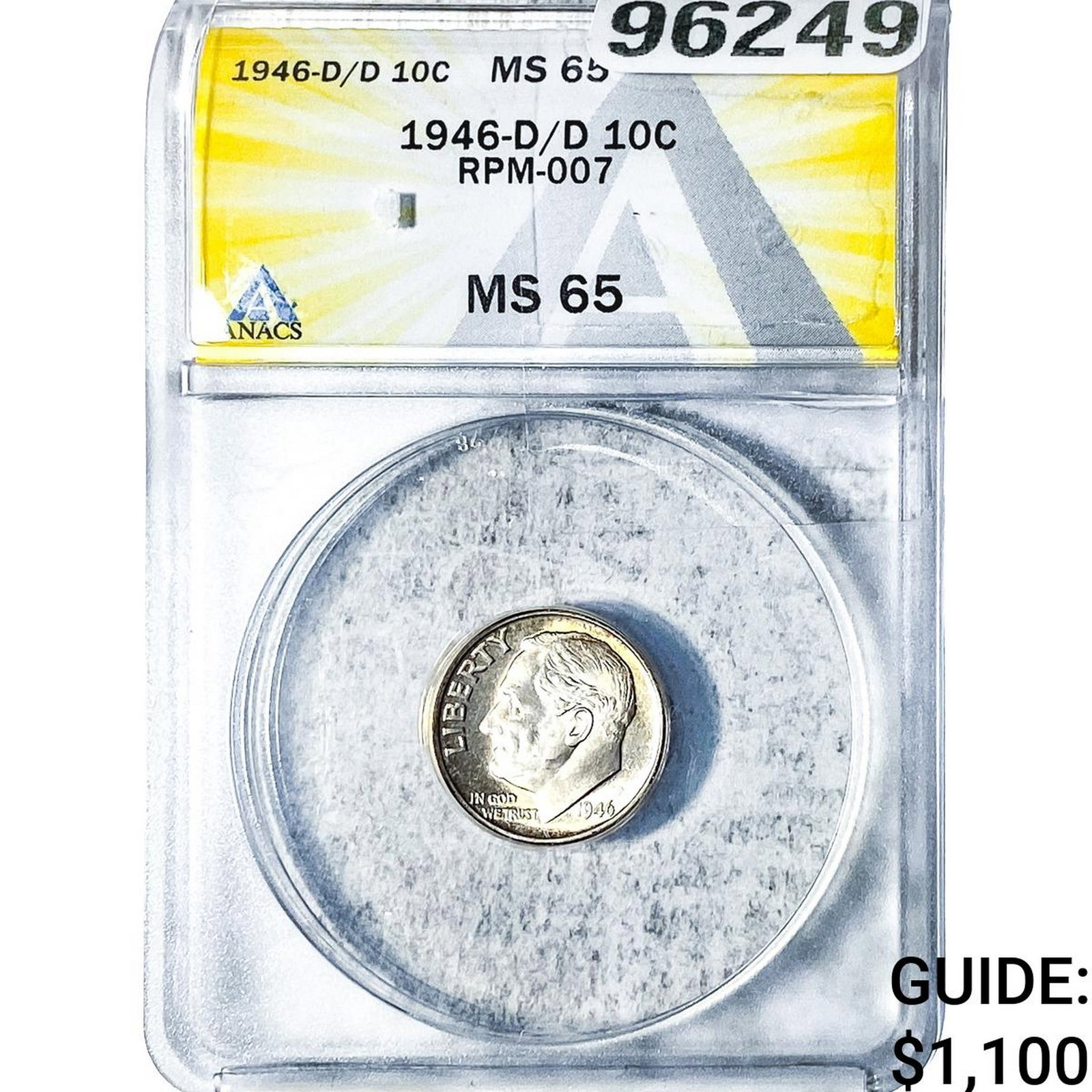 1946-D/D Roosevelt Dime ANACS MS65: 1946-D/D Roosevelt Dime ANACS MS65
