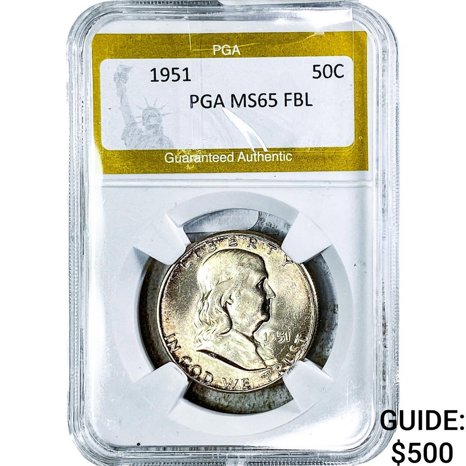 1951 Franklin Half Dollar PGA MS65 FBL (1 of 2)