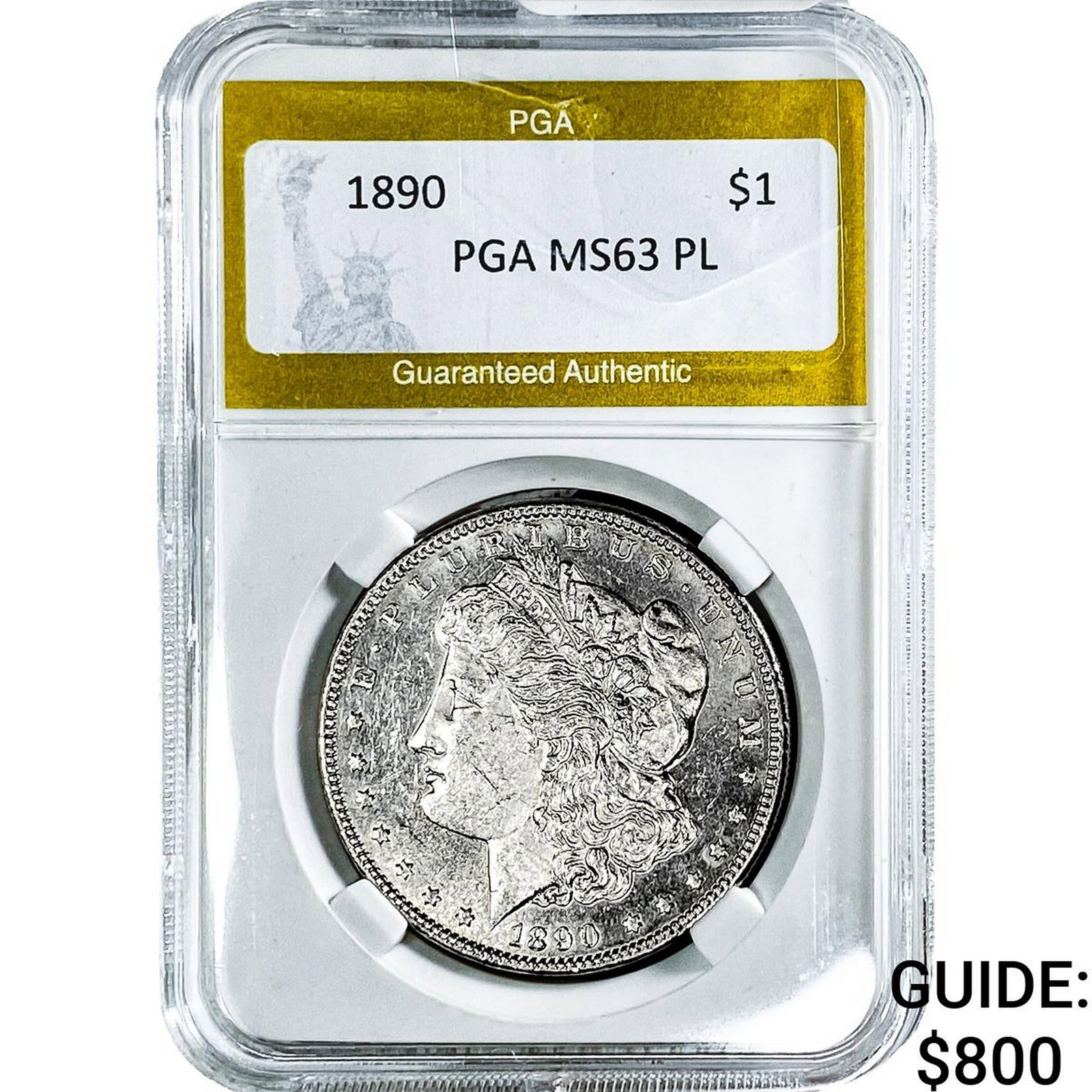 1890 Morgan Silver Dollar PGA MS63 PL: 1890 Morgan Silver Dollar PGA MS63 PL