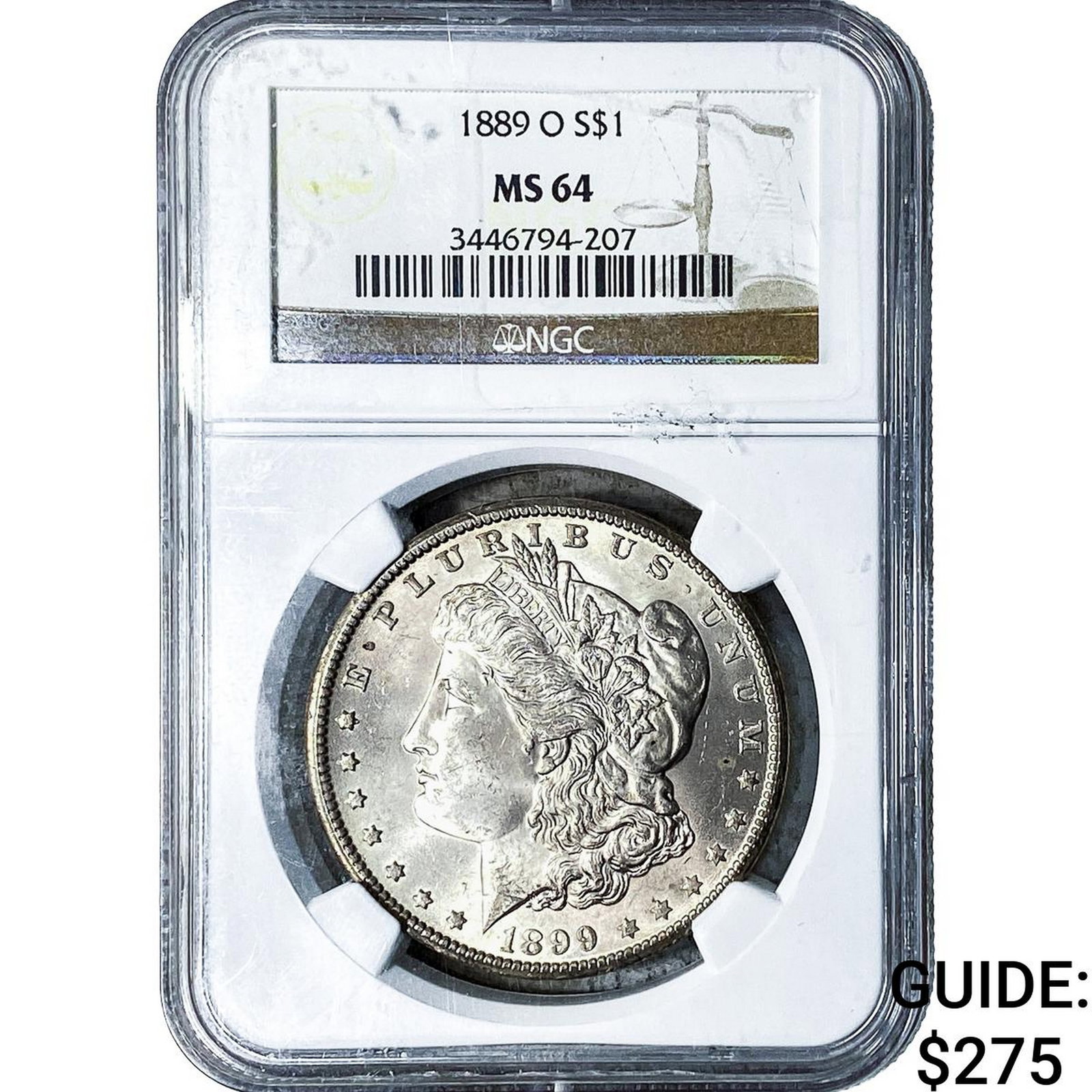 1889-O Morgan Silver Dollar NGC MS64: 1889-O Morgan Silver Dollar NGC MS64
