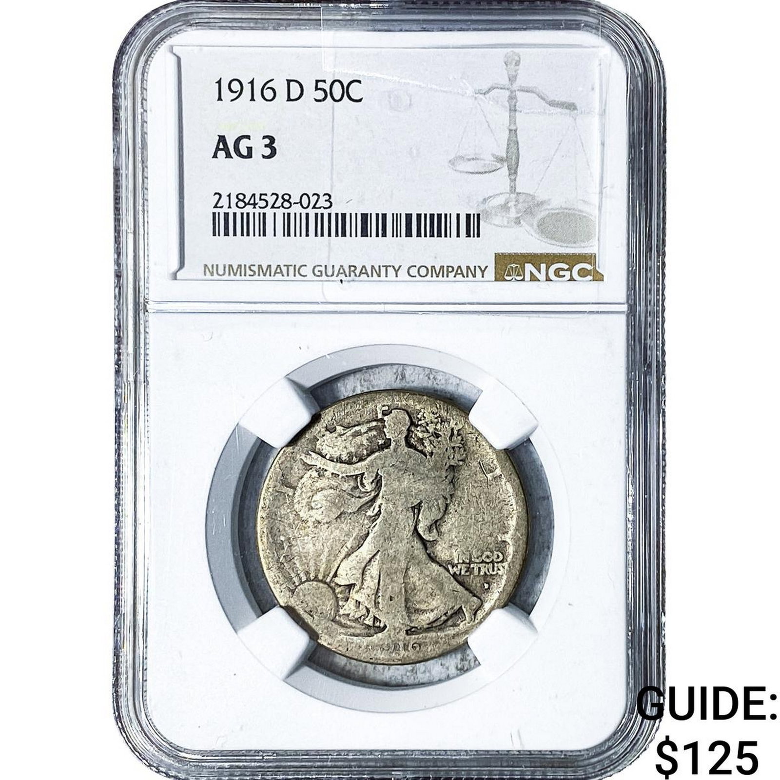 1916-D Walking Liberty Half Dollar NGC AG3: 1916-D Walking Liberty Half Dollar NGC AG3