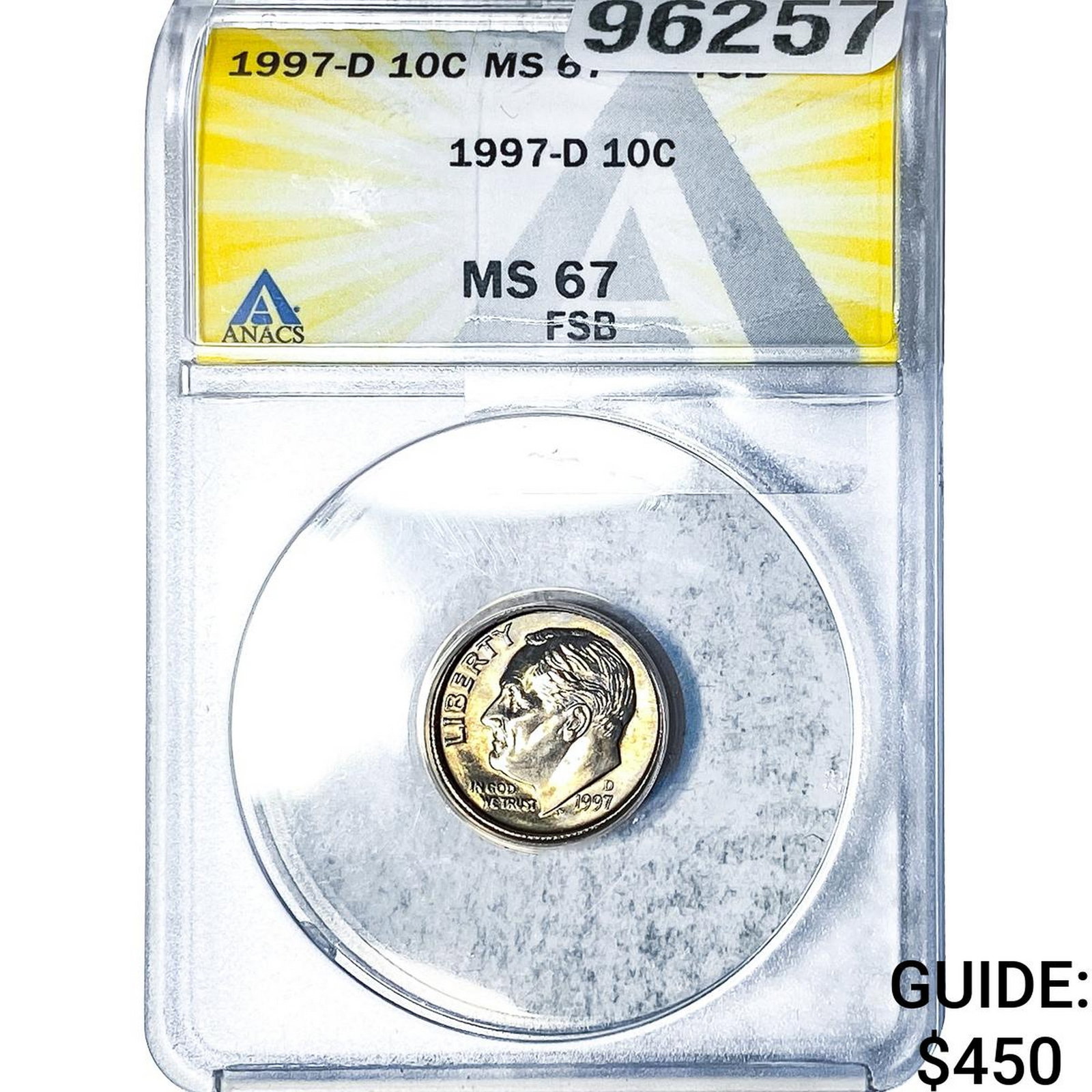 1997-D Roosevelt Dime ANACS MS67 FSB (1 of 2)