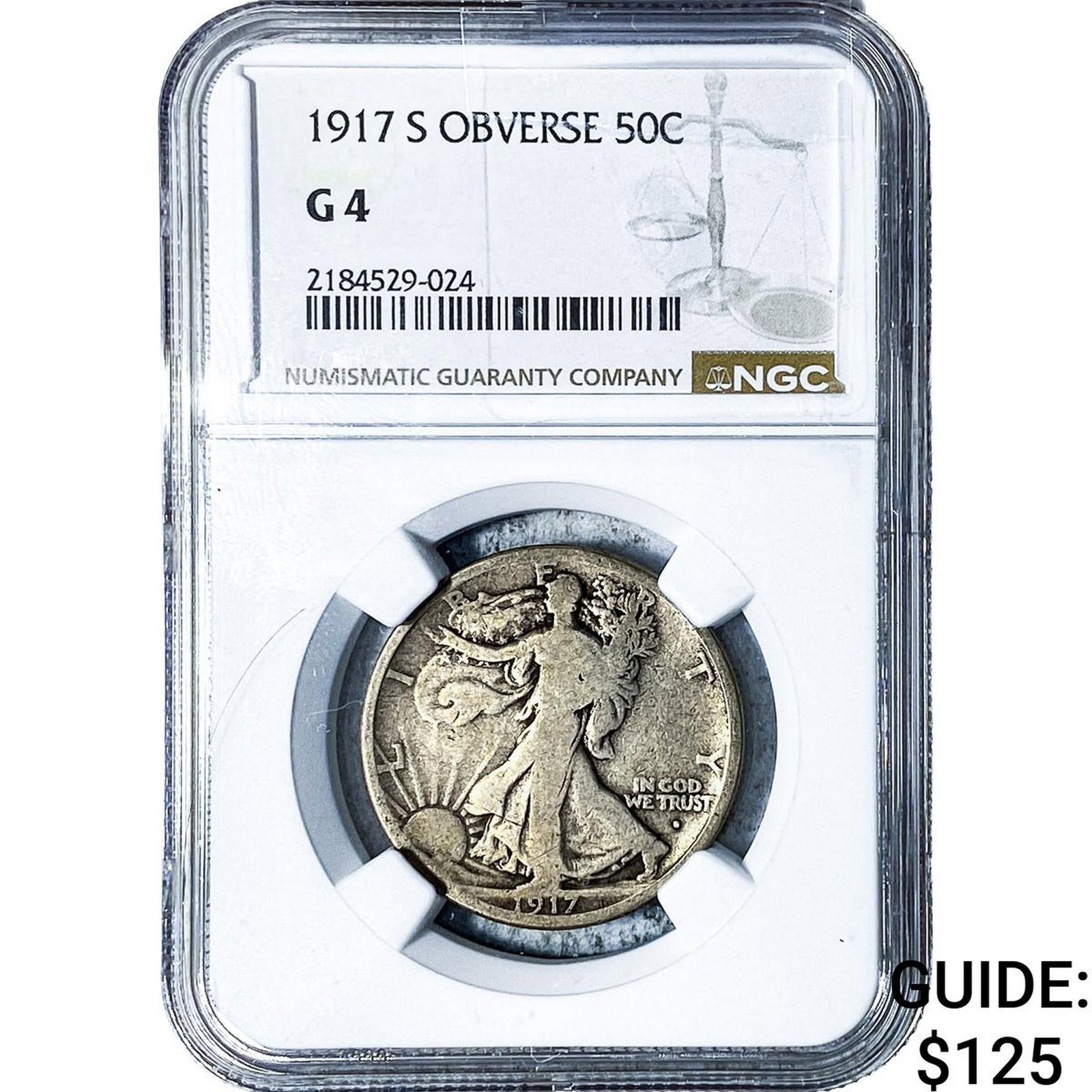 1917-S Walking Liberty Half Dollar NGC G4: 1917-S Walking Liberty Half Dollar NGC G4