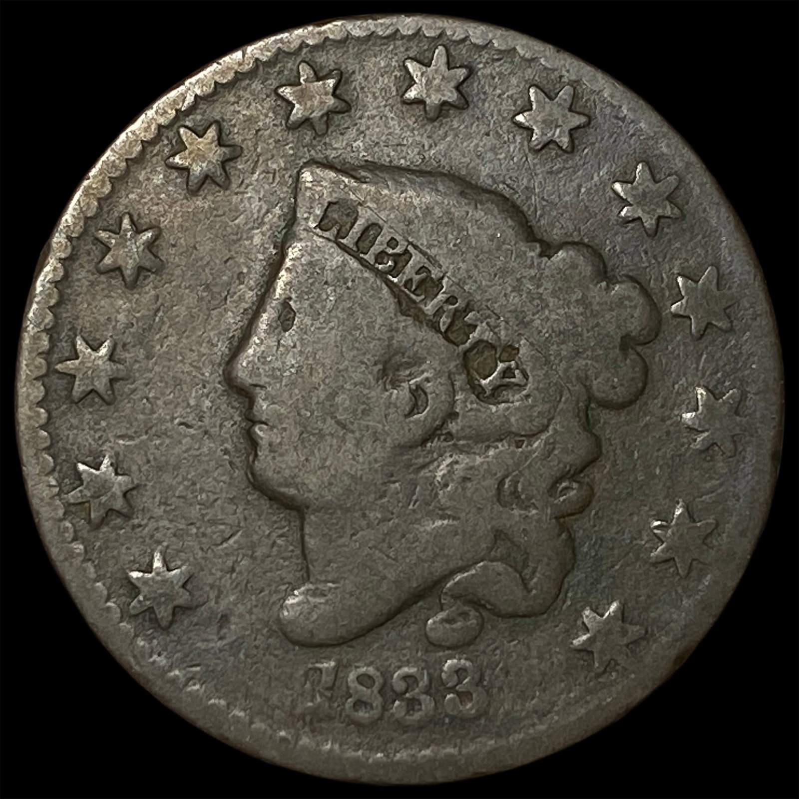 1833 Coronet Head Large Cent NICELY CIRCULATED: 1833 Coronet Head Large Cent NICELY CIRCULATED