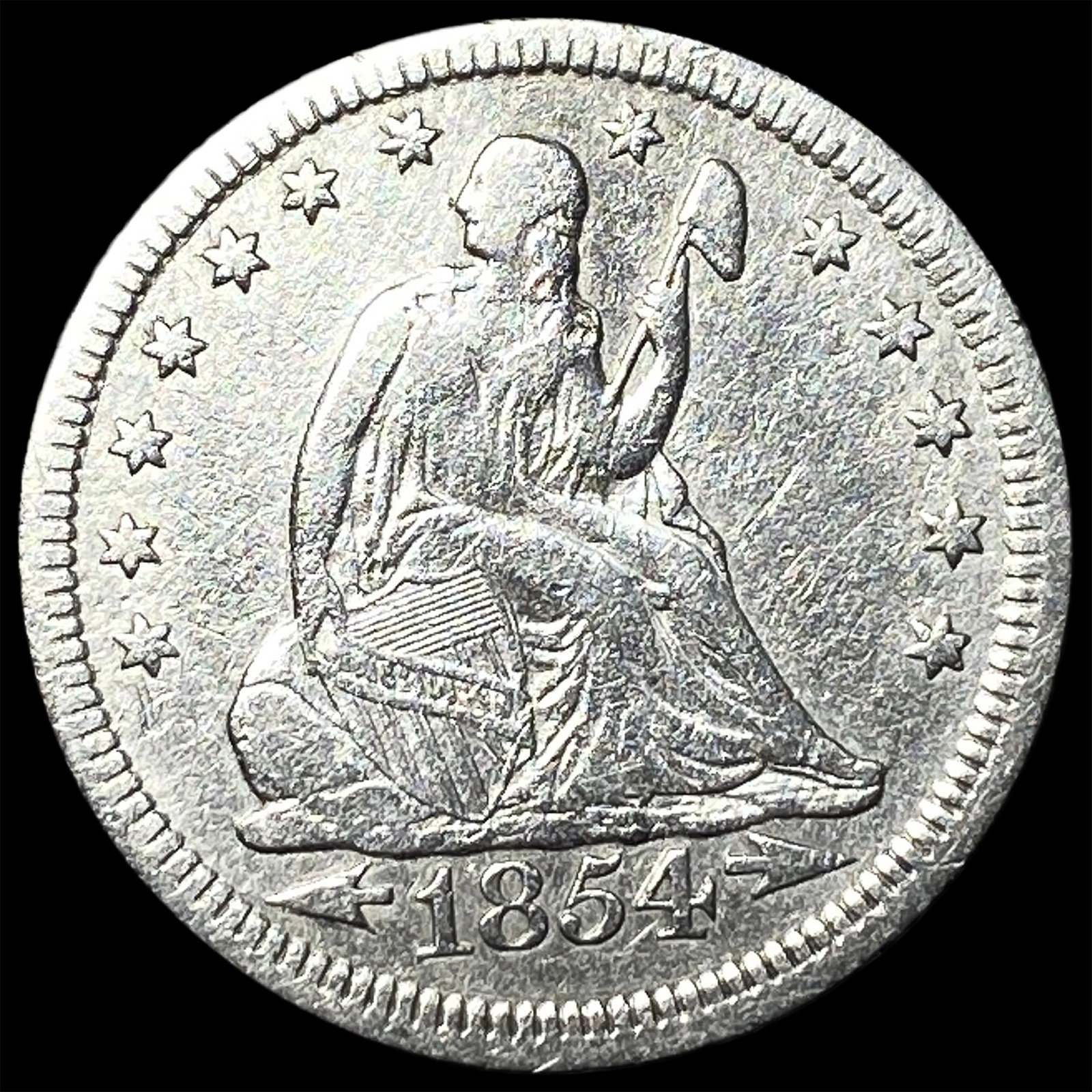 1854 Arrows Seated Liberty Quarter NEARLY UNCIRCULATED (1 of 2)