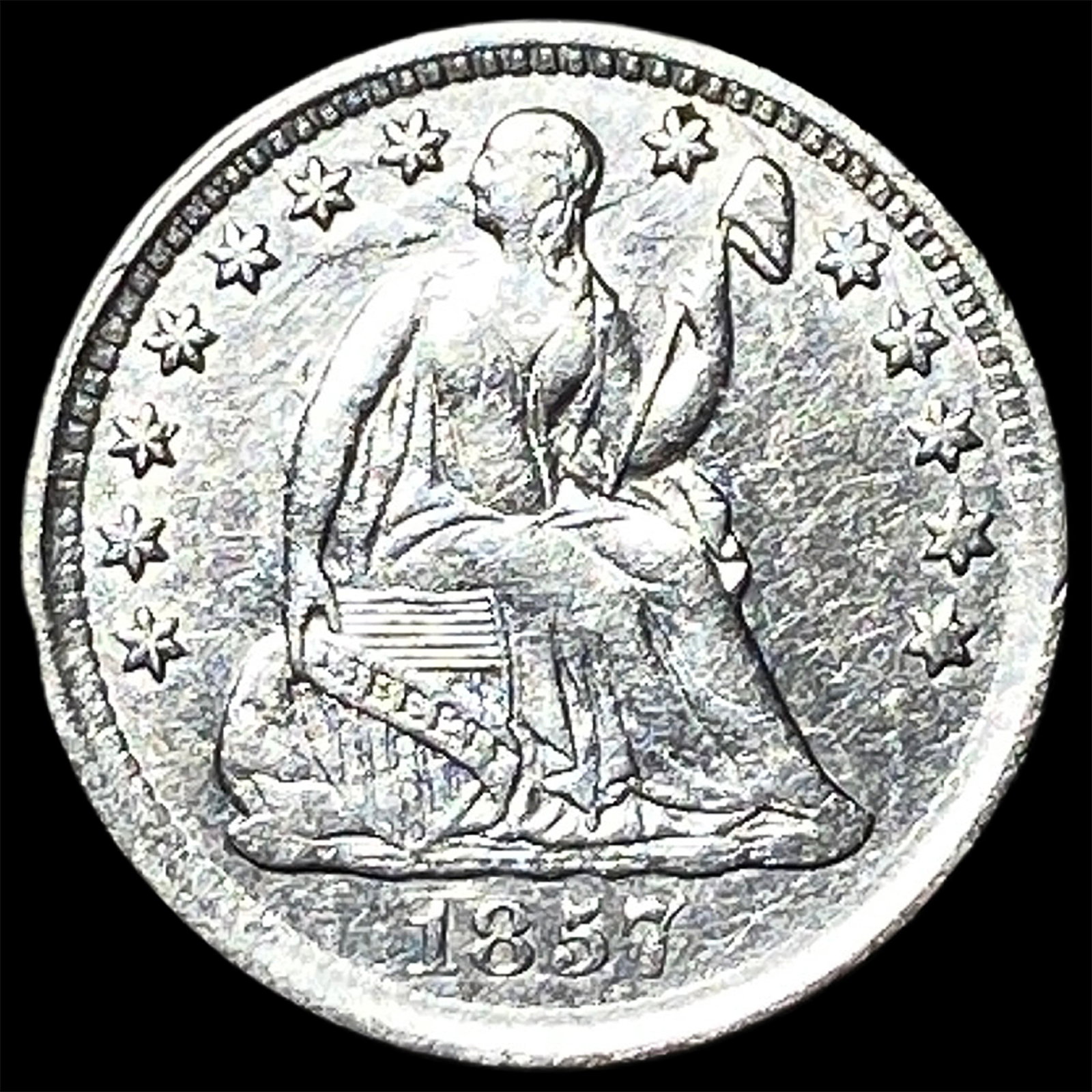 1857 Silver Half Dime CLOSELY UNCIRCULATED: 1857 Silver Half Dime CLOSELY UNCIRCULATED