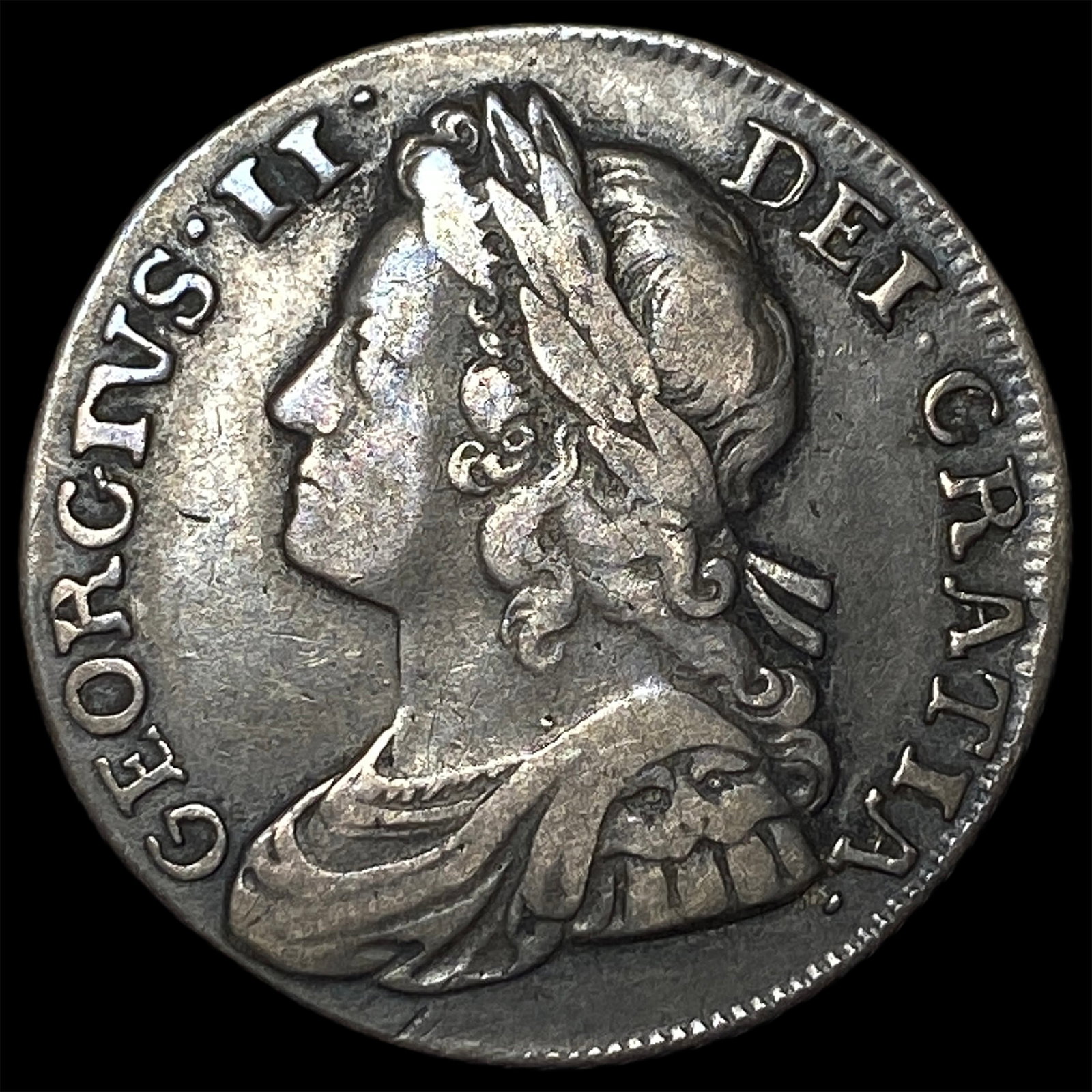 1737 Great Britain Silver Shilling ABOUT UNCIRCULATED: 1737 Great Britain Silver Shilling ABOUT UNCIRCULATED
