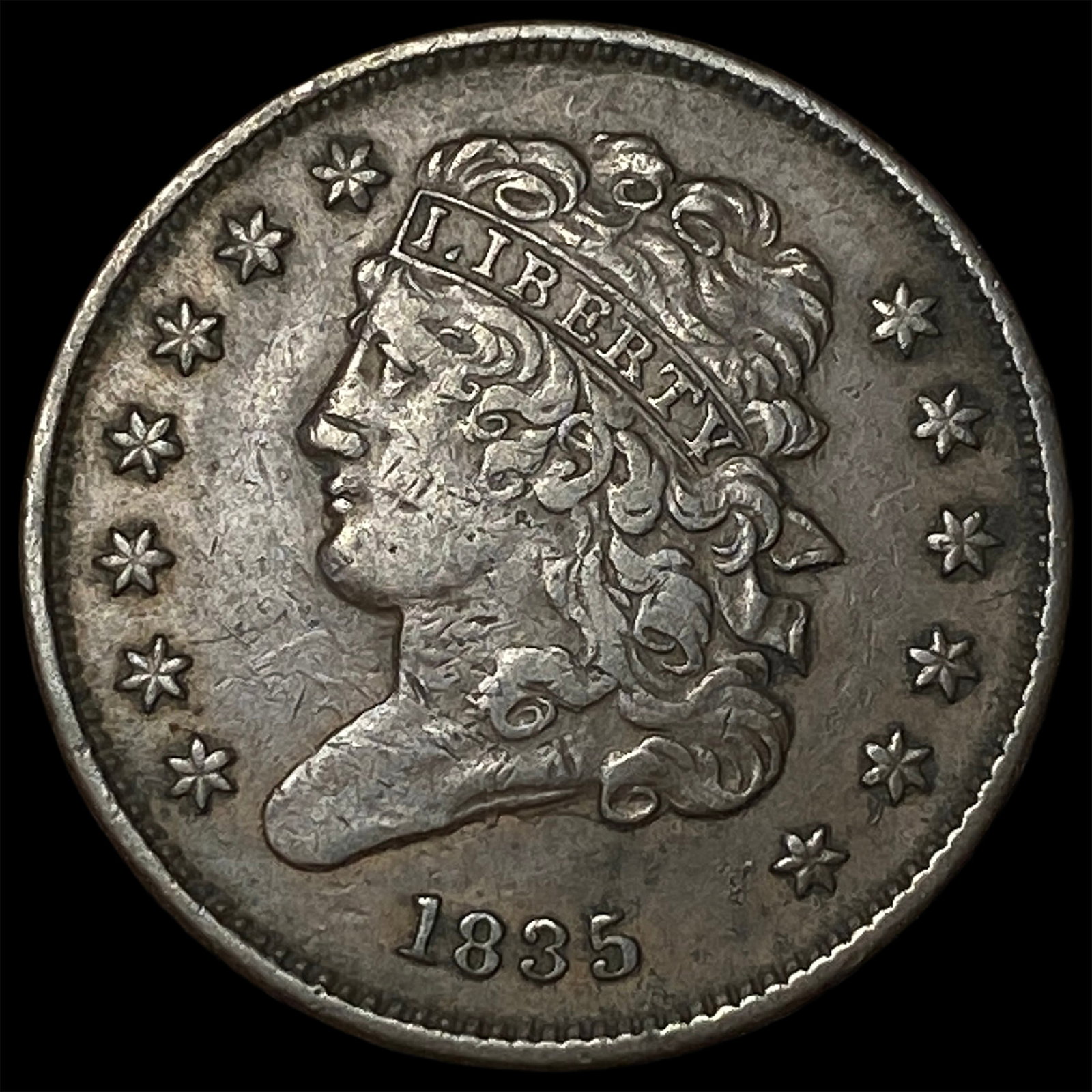 1835 Classic Head Half Cent NEARLY UNCIRCULATED: 1835 Classic Head Half Cent NEARLY UNCIRCULATED