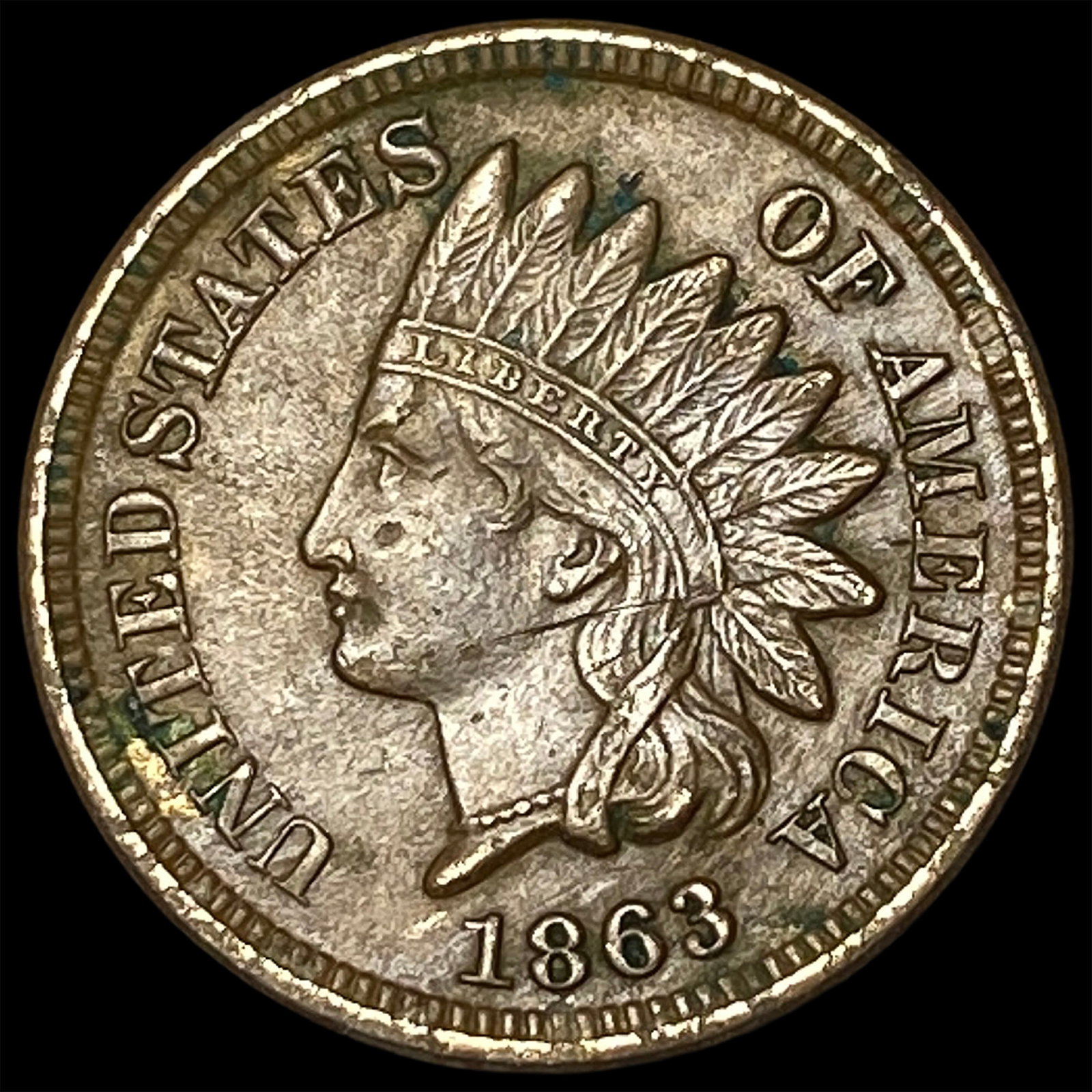 1863 Copper-Nickel Indian Head Cent CLOSELY UNCIRCULATED (1 of 2)