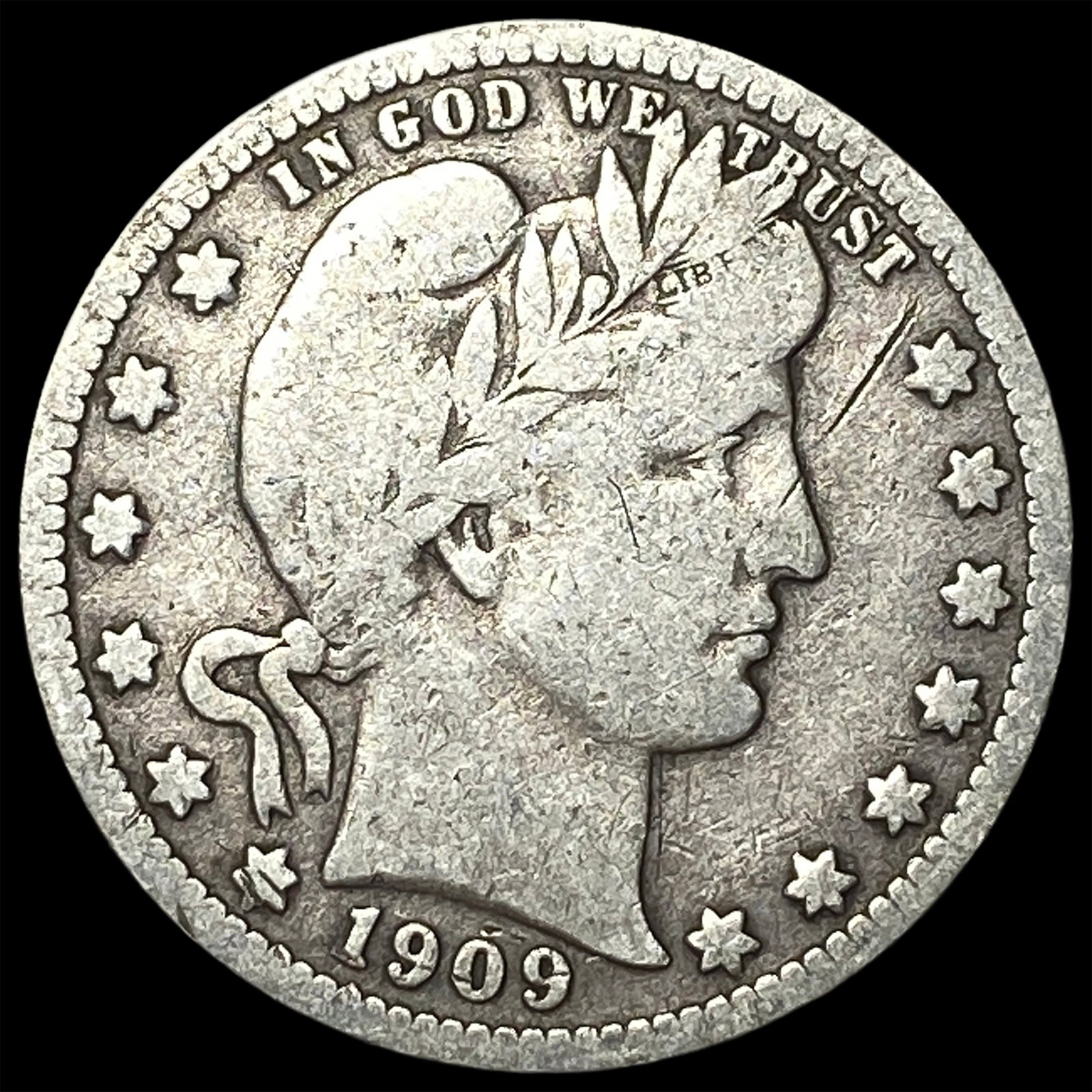 1909-O Barber Quarter LIGHTLY CIRCULATED (1 of 2)
