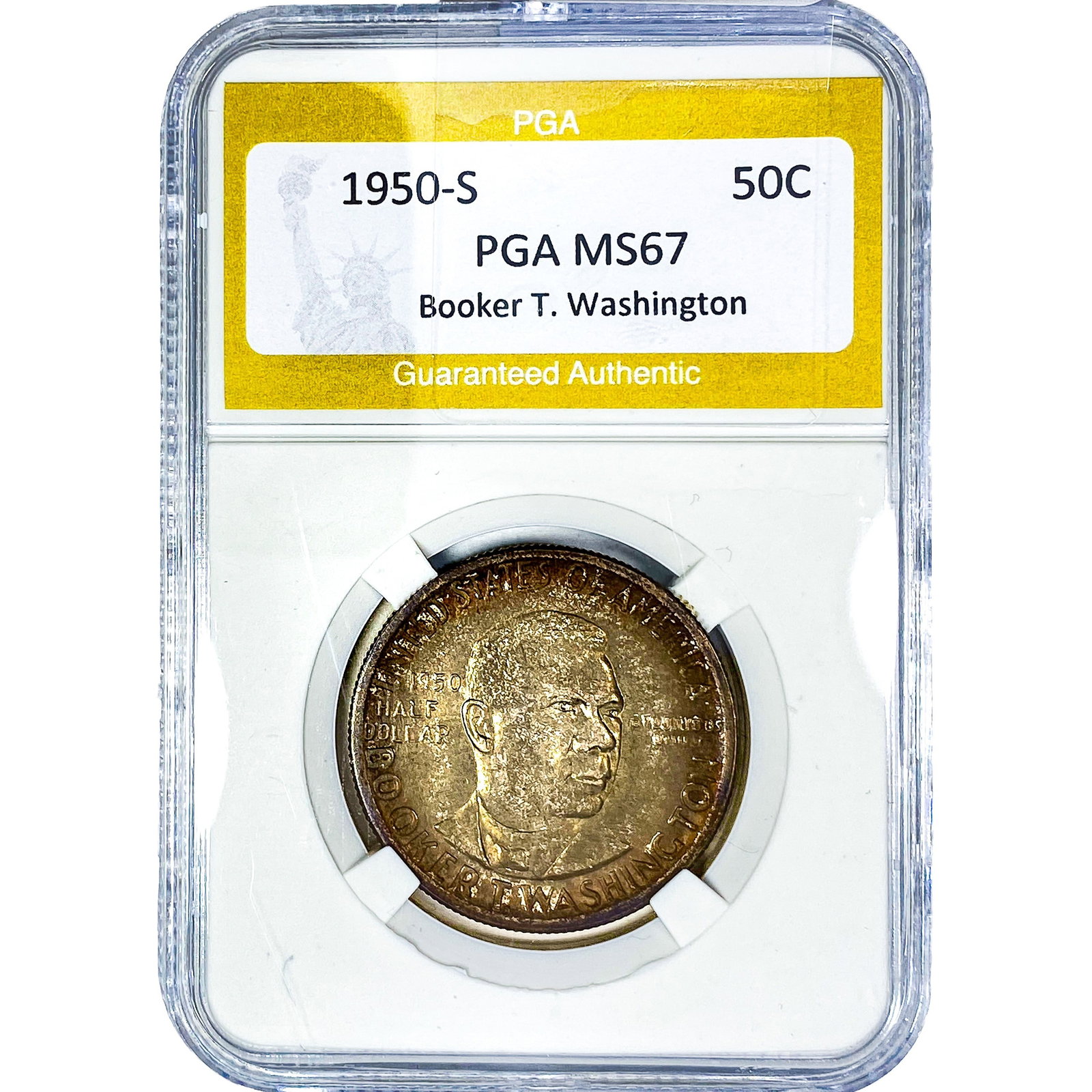 1950-S Booker T Half Dollar PGA MS67: 1950-S Booker T Half Dollar PGA MS67