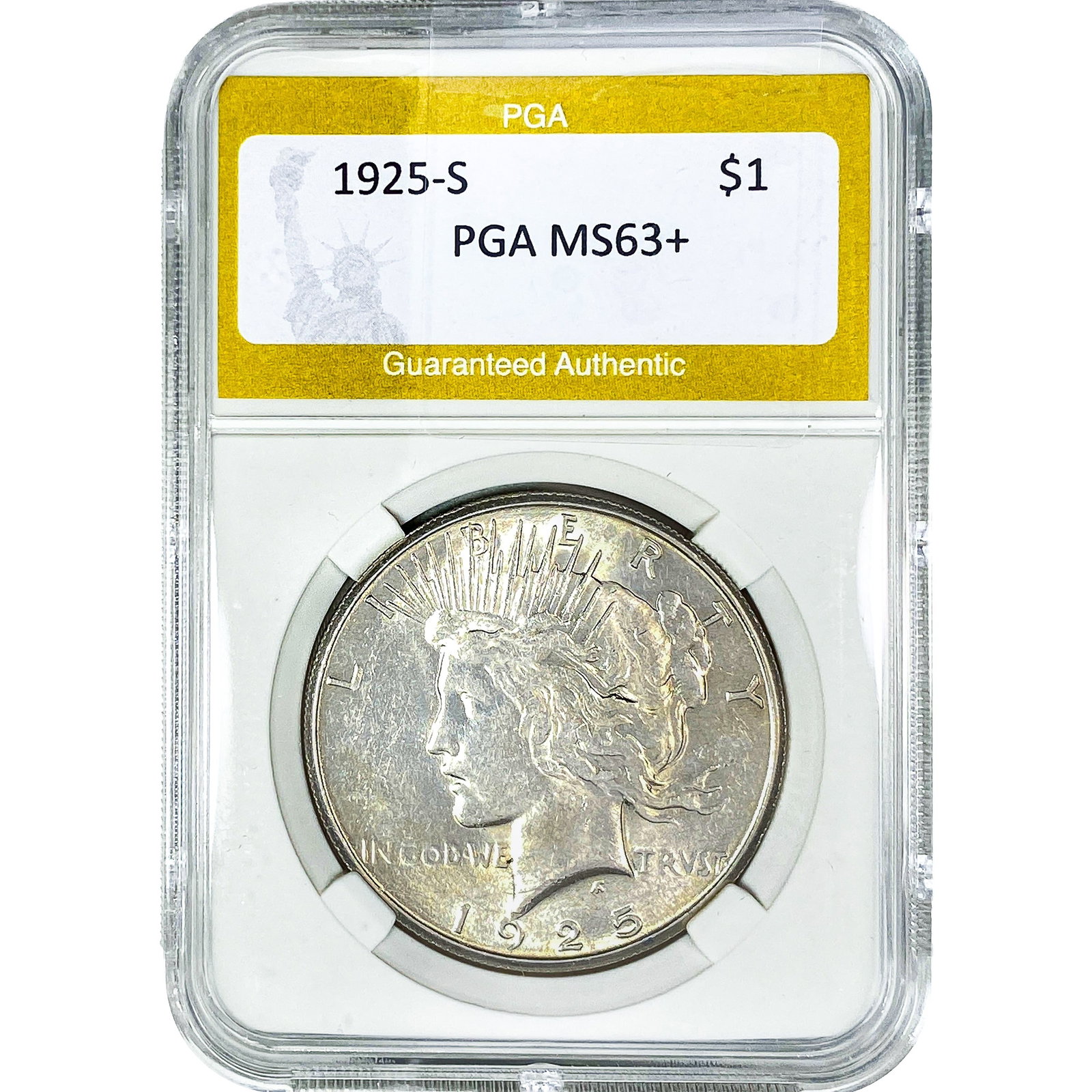1925-S Silver Peace Dollar PGA MS63+ (1 of 2)