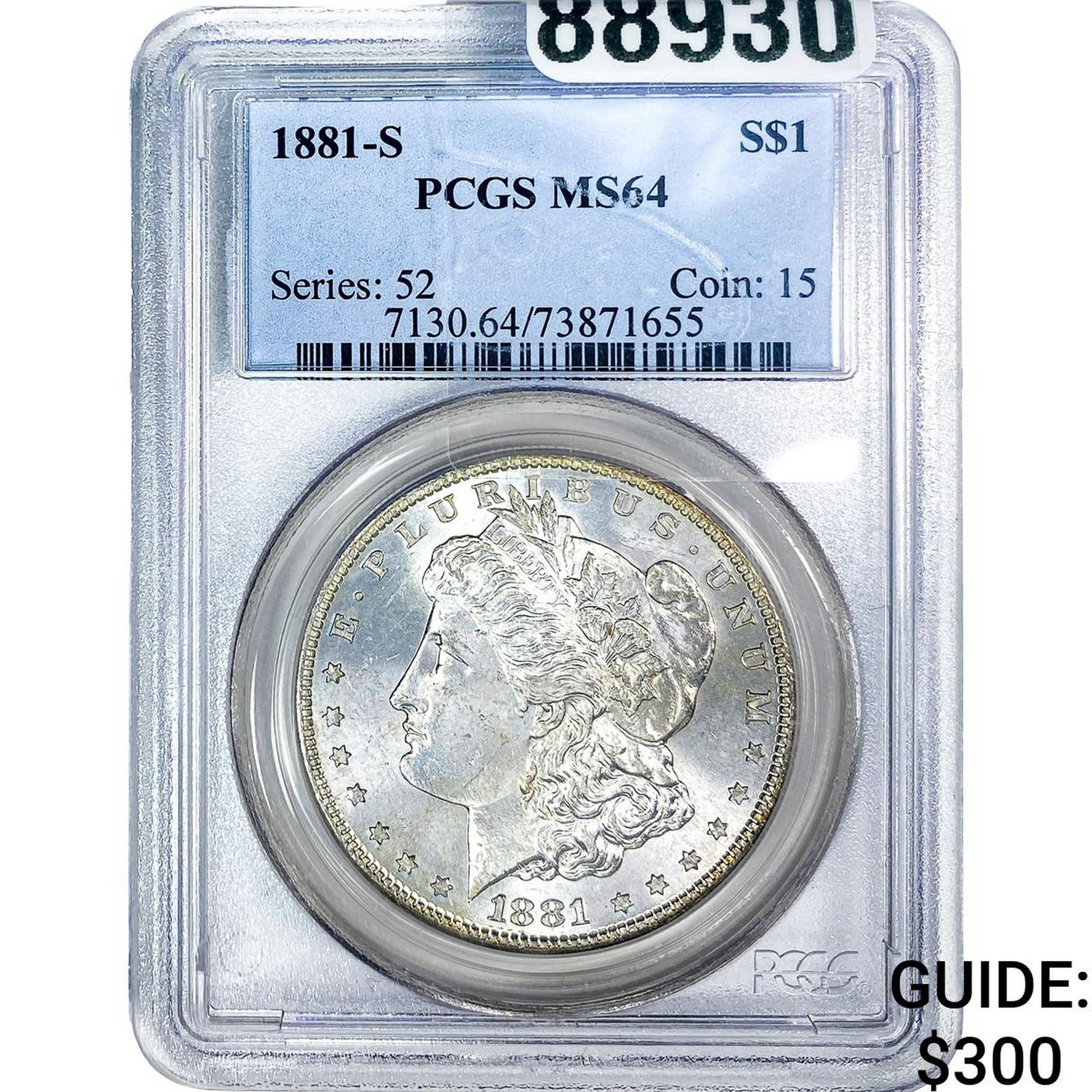 1881-S Morgan Silver Dollar PCGS MS64: 1881-S Morgan Silver Dollar PCGS MS64