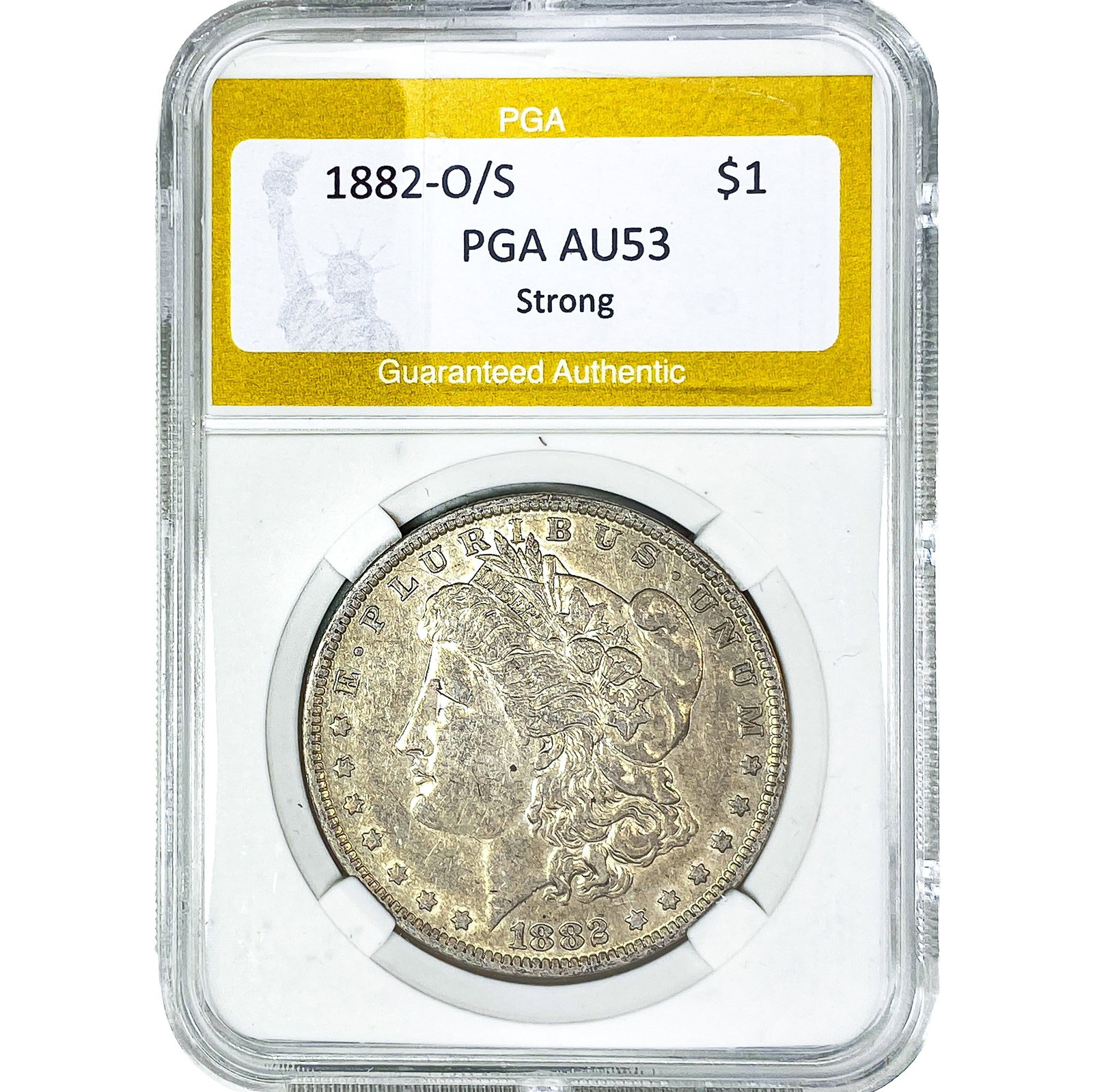 1882-O/S Morgan Silver Dollar PGA AU53 Strong: 1882-O/S Morgan Silver Dollar PGA AU53 Strong