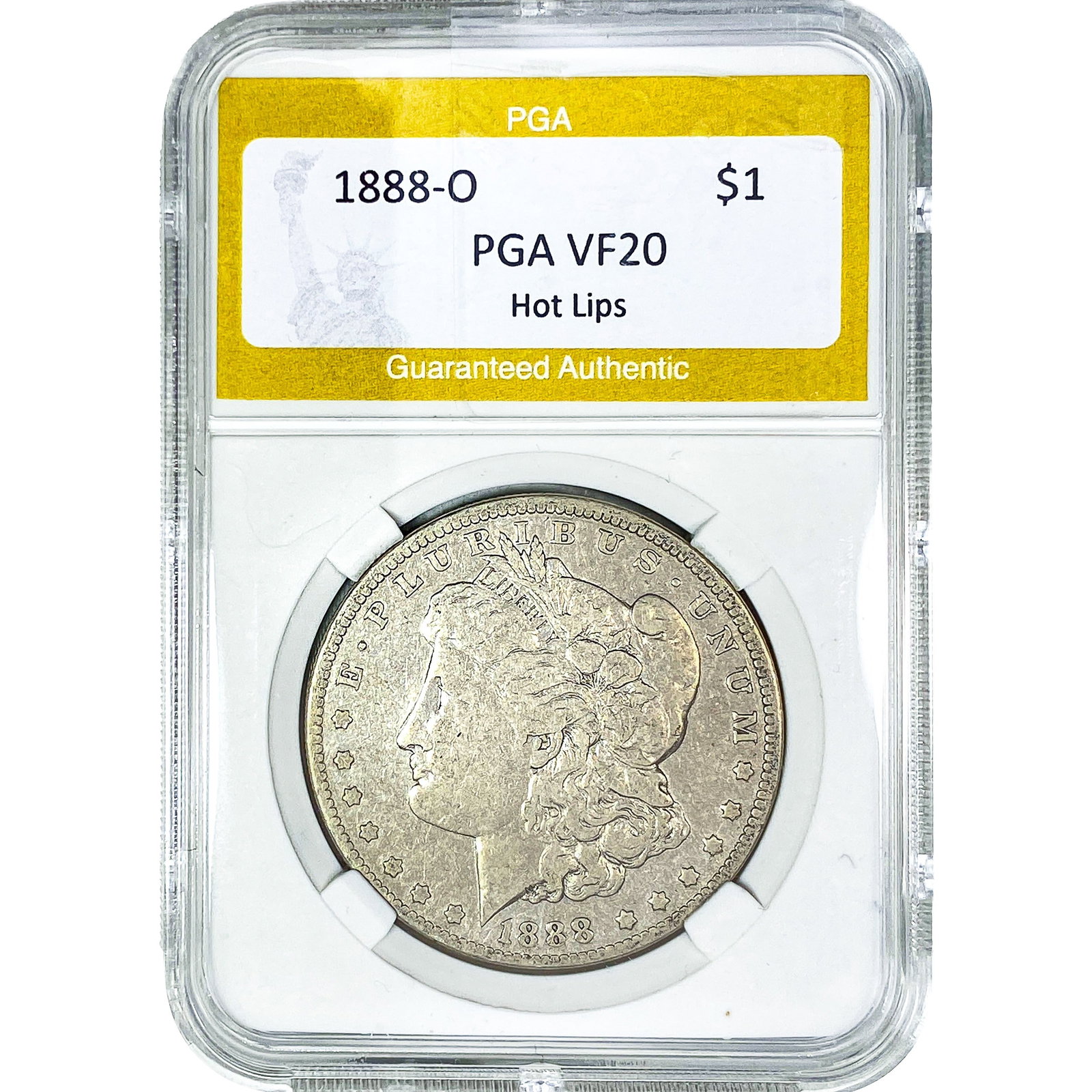 1888-O Morgan Silver Dollar PGA VF20 Hot Lips: 1888-O Morgan Silver Dollar PGA VF20 Hot Lips