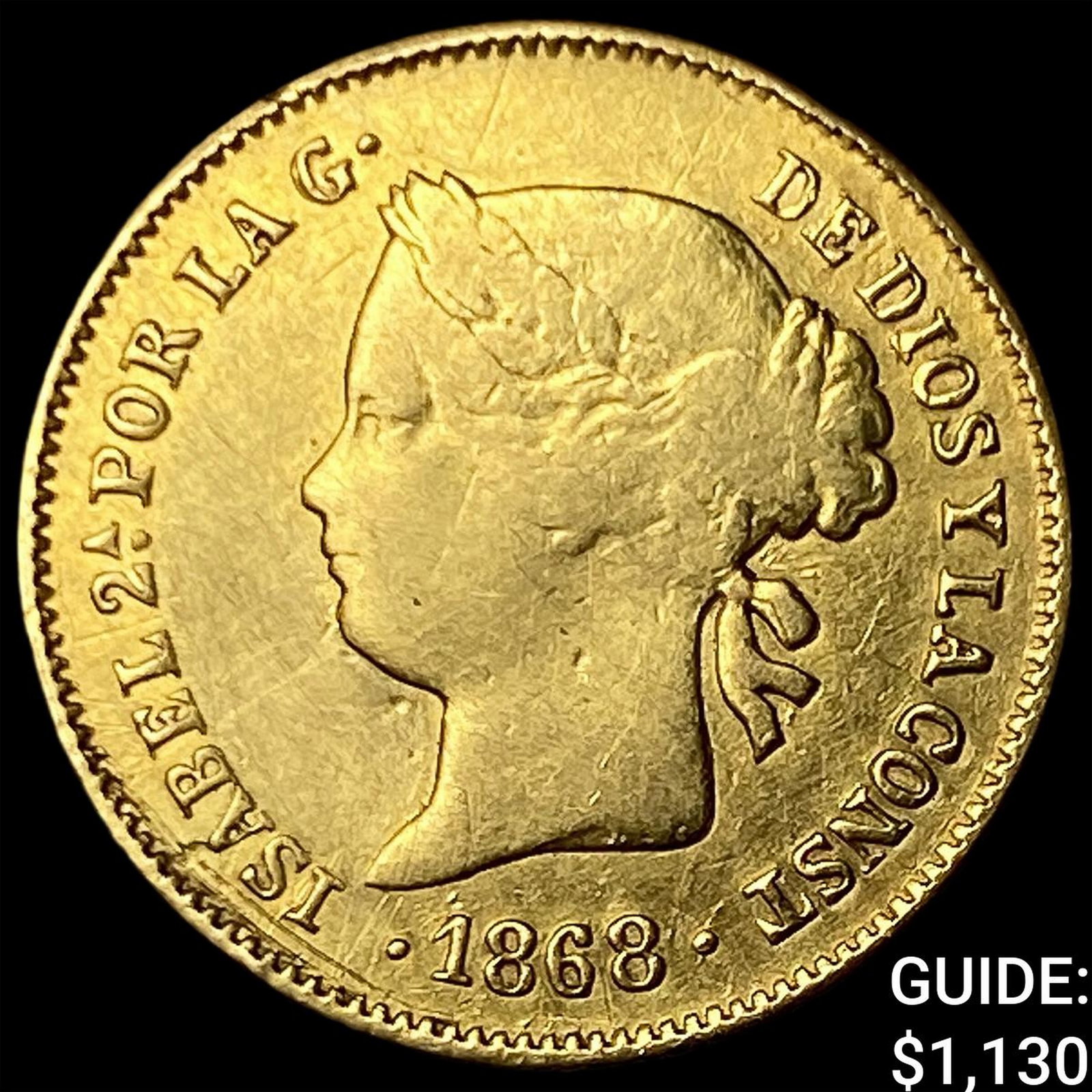 1868 Philippines Gold 1 Peso .0476 AGW (1 of 2)