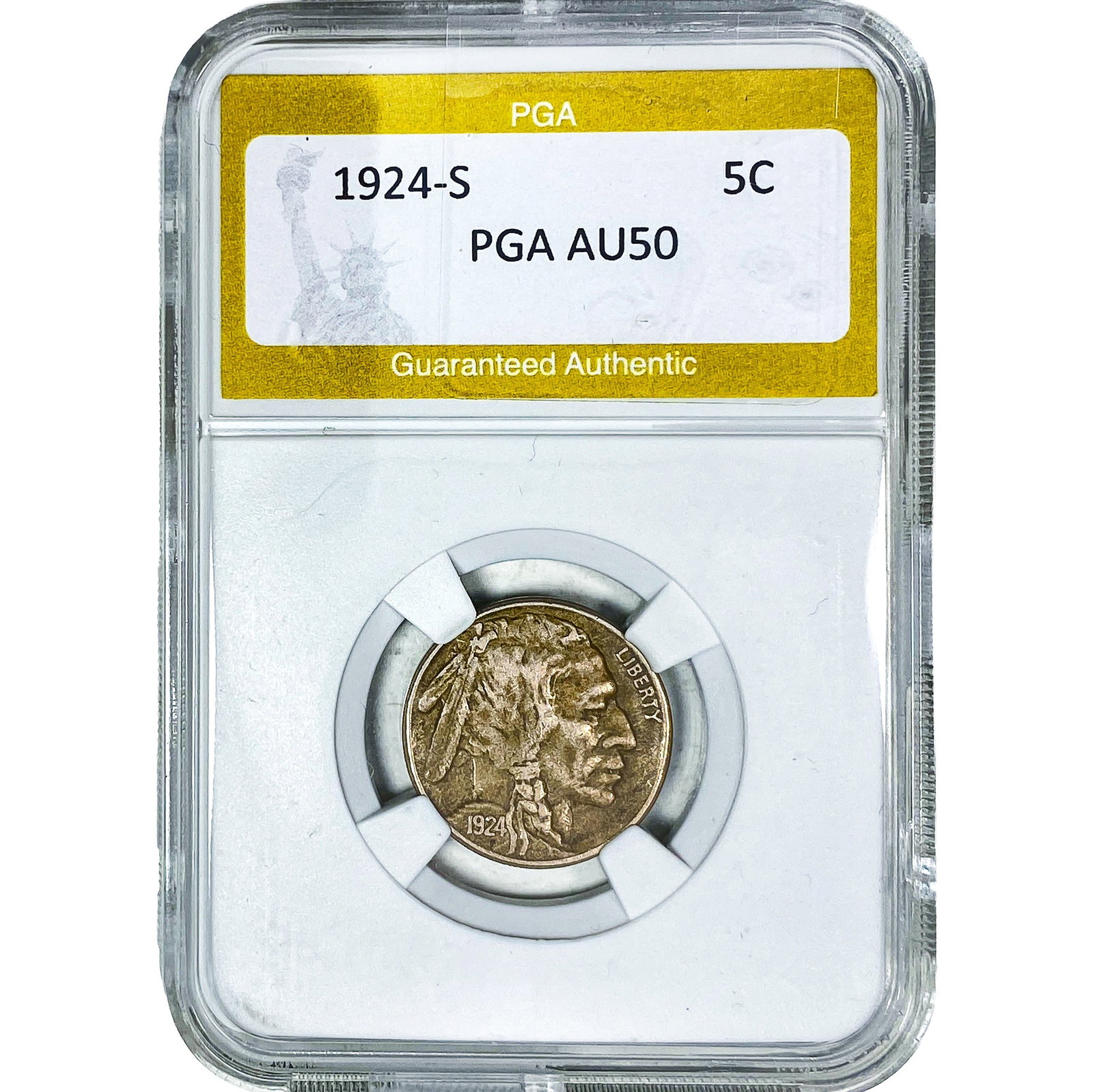 1924-S Buffalo Nickel PGA AU50: 1924-S Buffalo Nickel PGA AU50