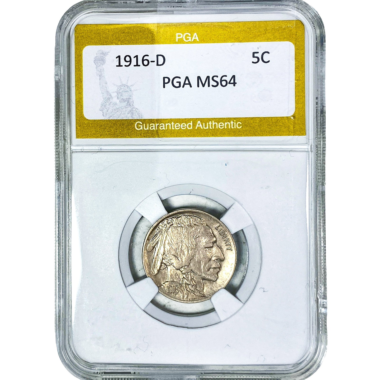 1916-D Buffalo Nickel PGA MS64: 1916-D Buffalo Nickel PGA MS64