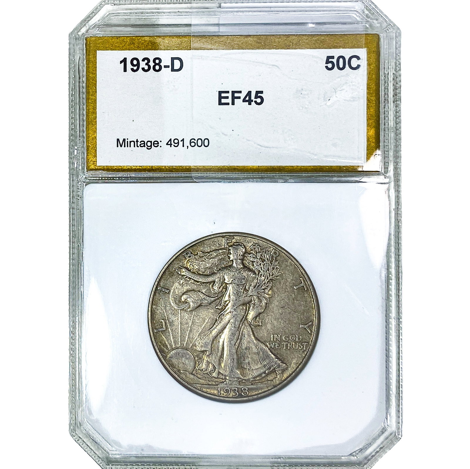 1938-D Walking Liberty Half Dollar PGA EF45: 1938-D Walking Liberty Half Dollar PGA EF45