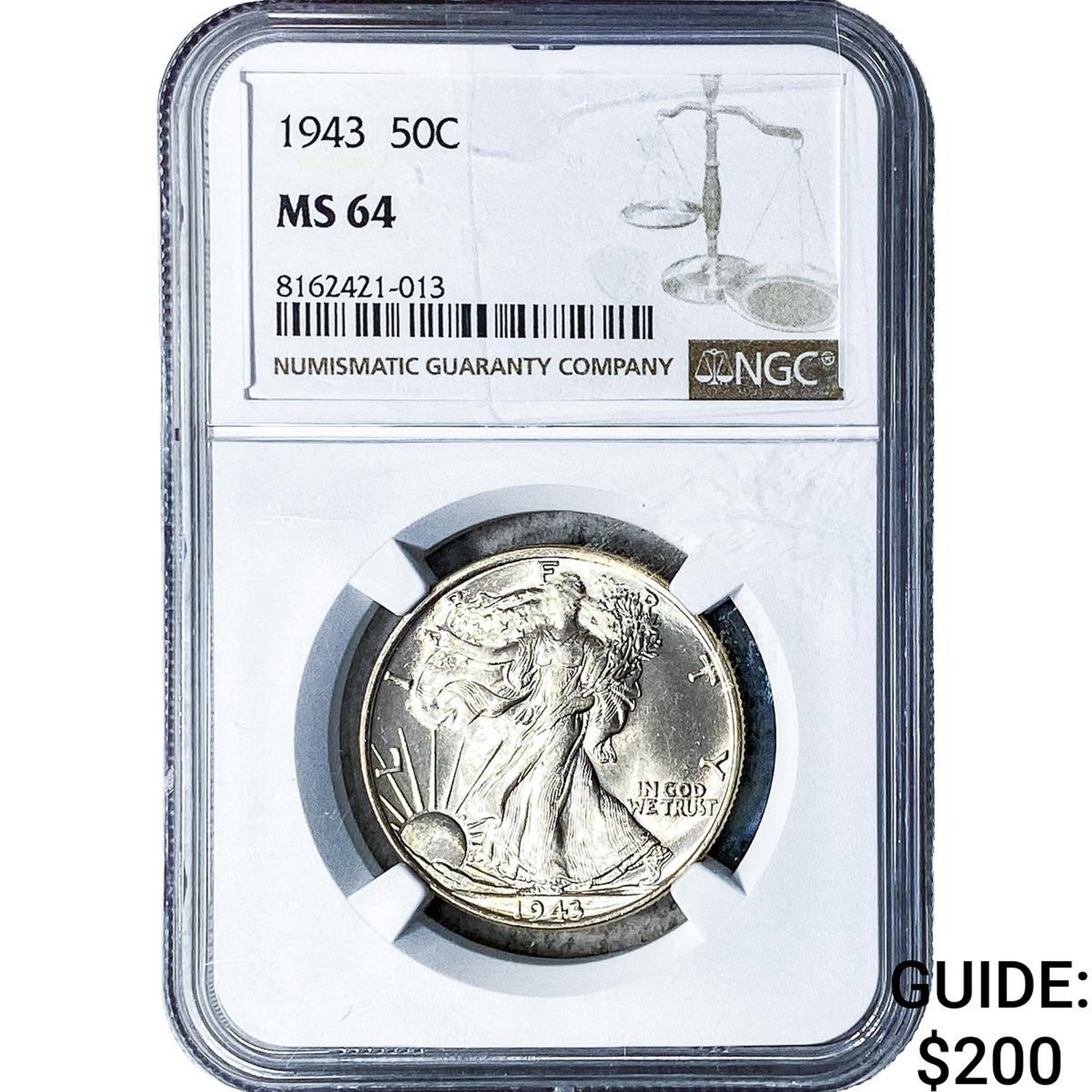 1943 Walking Liberty Half Dollar NGC MS64: 1943 Walking Liberty Half Dollar NGC MS64