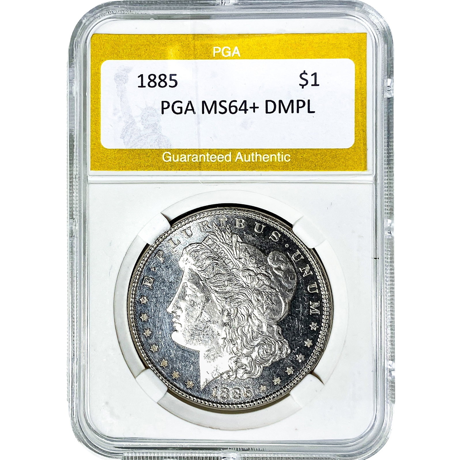 1885 Morgan Silver Dollar PGA MS64+ DMPL: 1885 Morgan Silver Dollar PGA MS64+ DMPL
