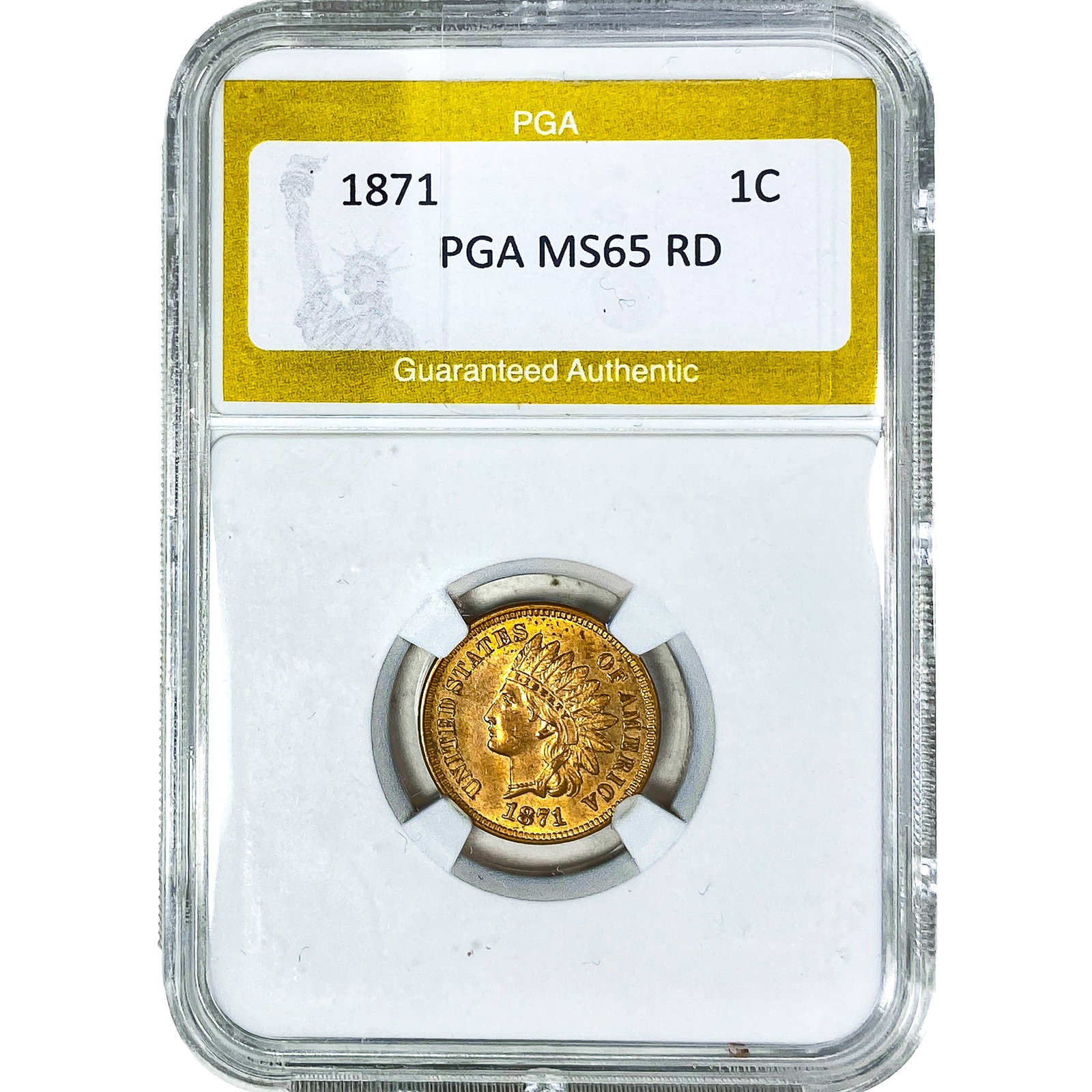1871 Indian Head Cent PGA MS65 RD: 1871 Indian Head Cent PGA MS65 RD