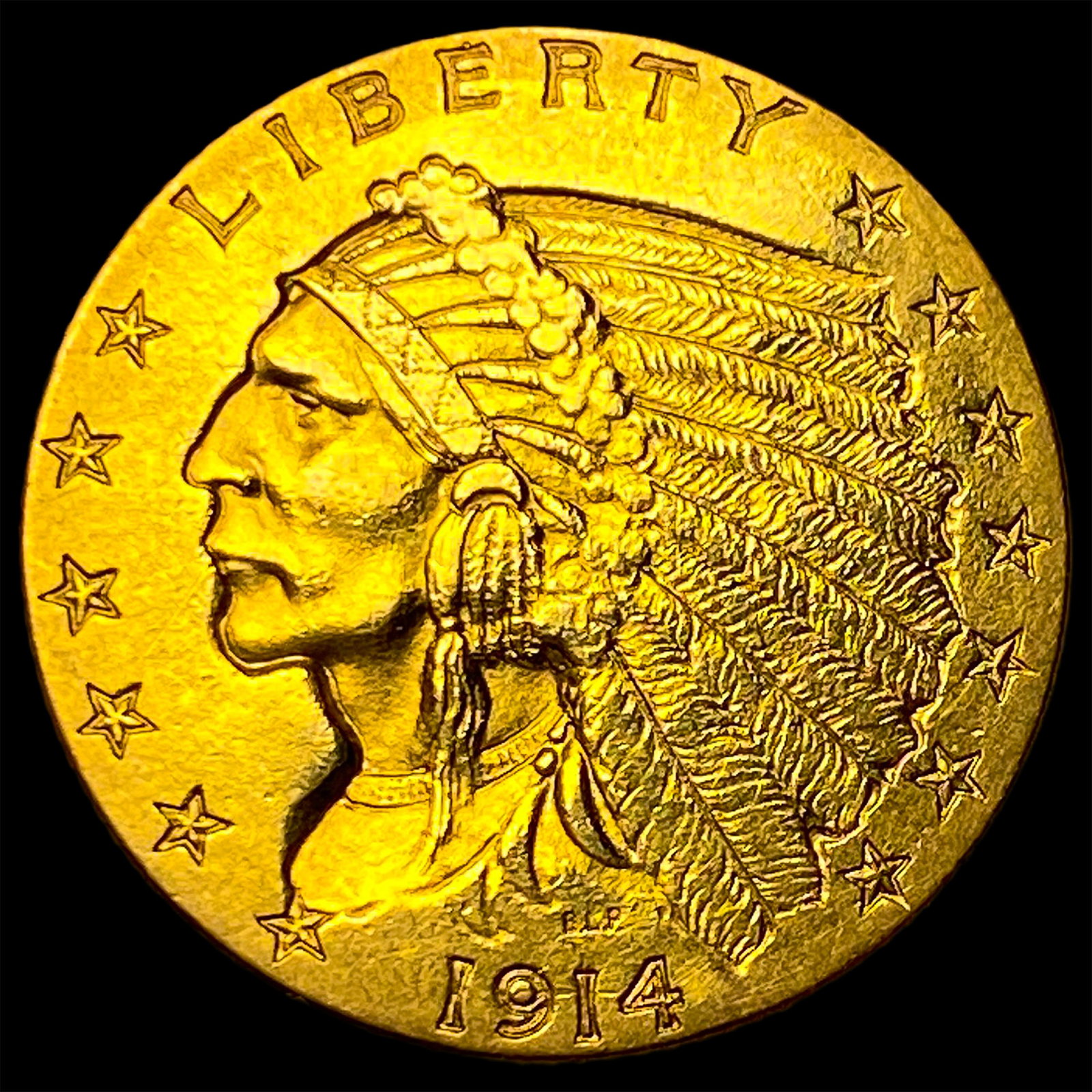 1914-D Indian Head $2.50 Gold Quarter Eagle UNCIRCULATED (1 of 2)