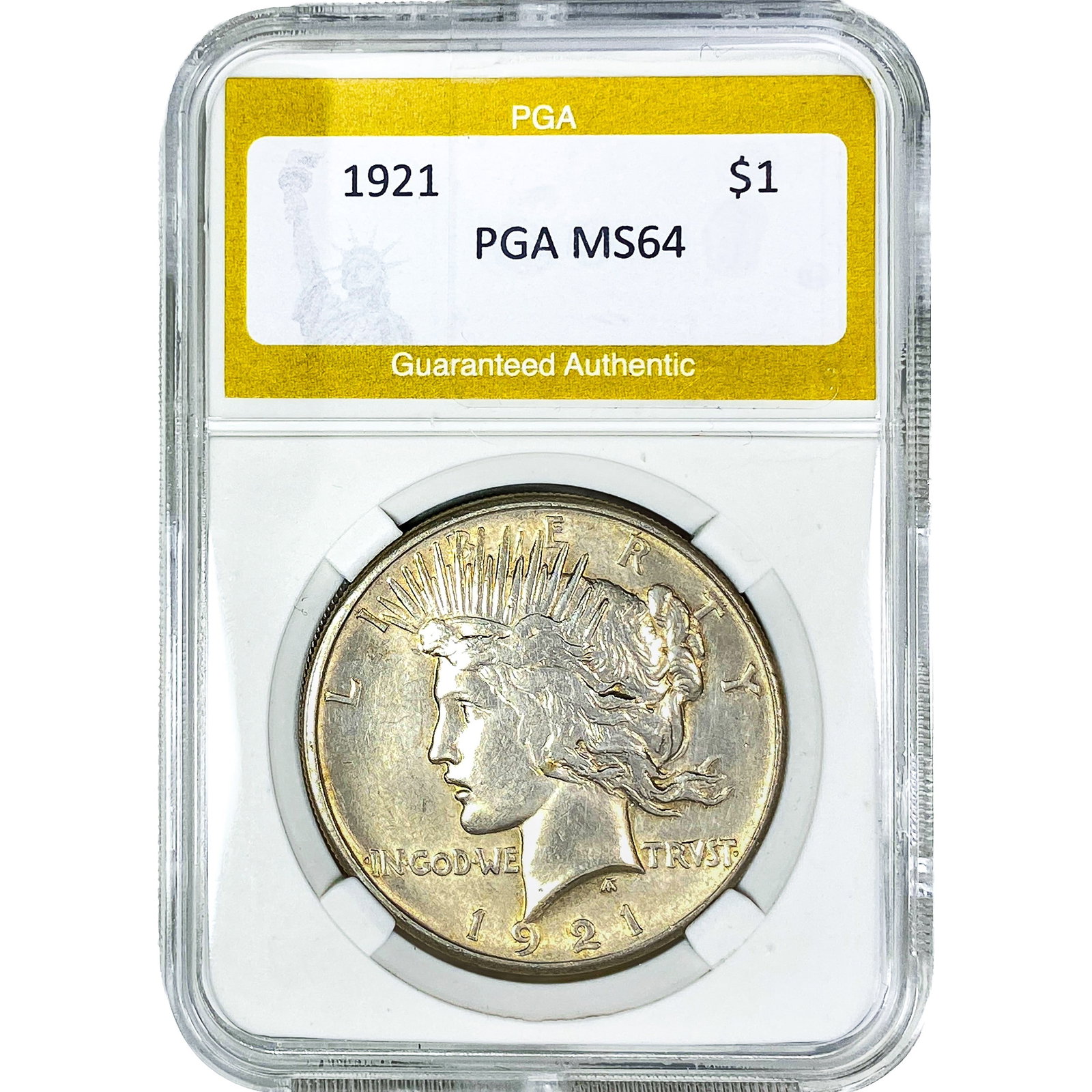 1921 Silver Peace Dollar PGA MS64: 1921 Silver Peace Dollar PGA MS64