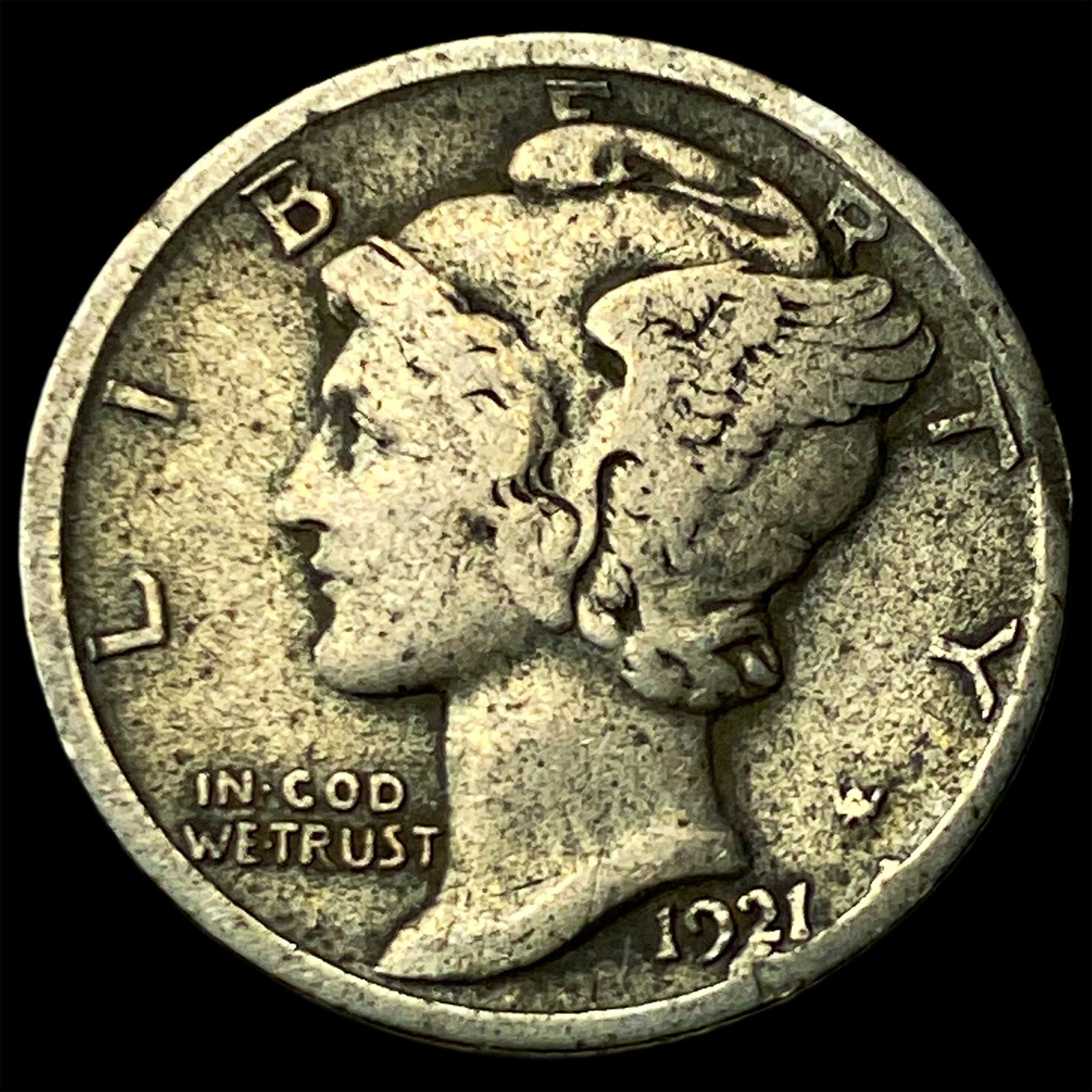 1921-D Silver Mercury Dime LIGHTLY CIRCULATED (1 of 2)