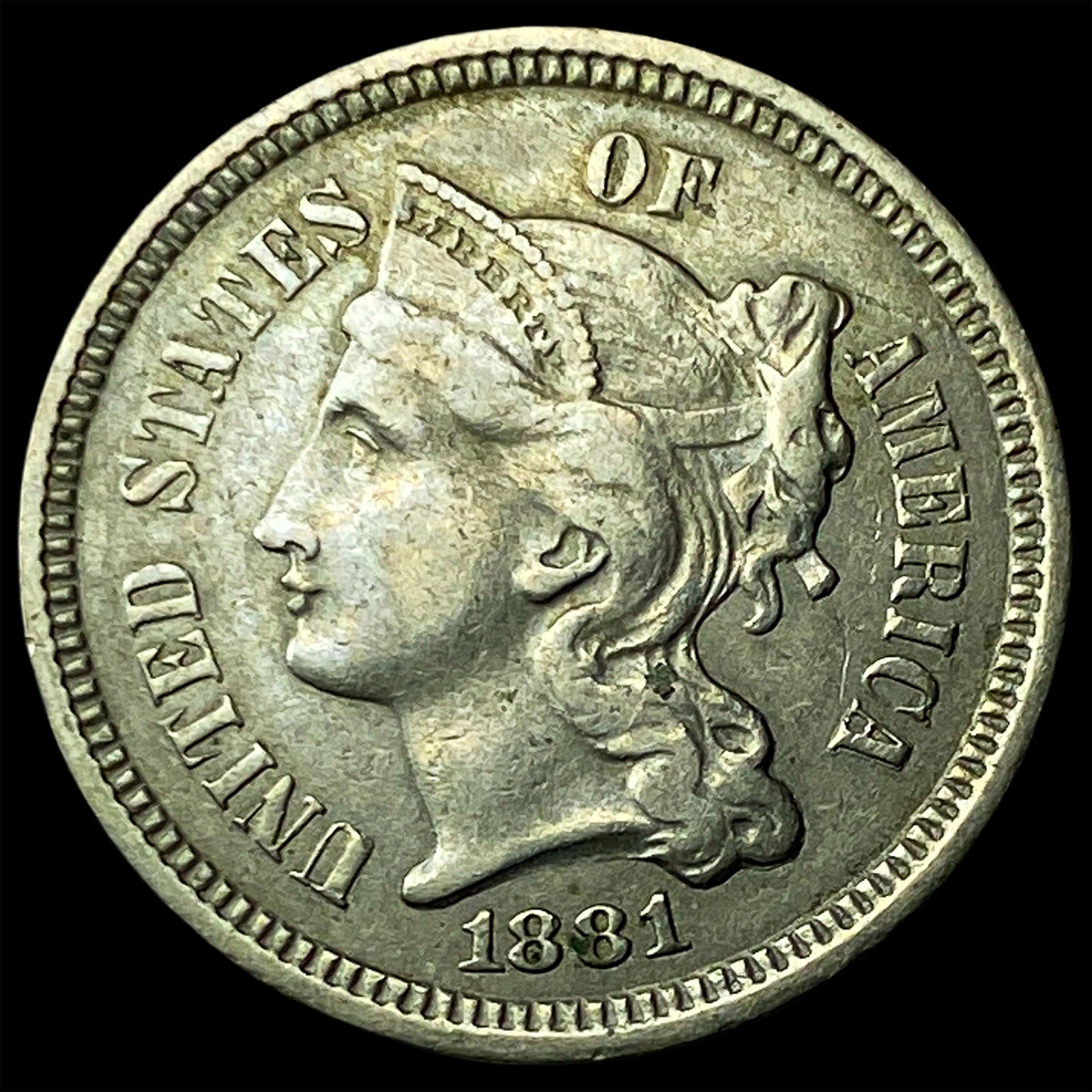 1881 Nickel Three-Cent Piece CLOSELY UNCIRCULATED (1 of 2)