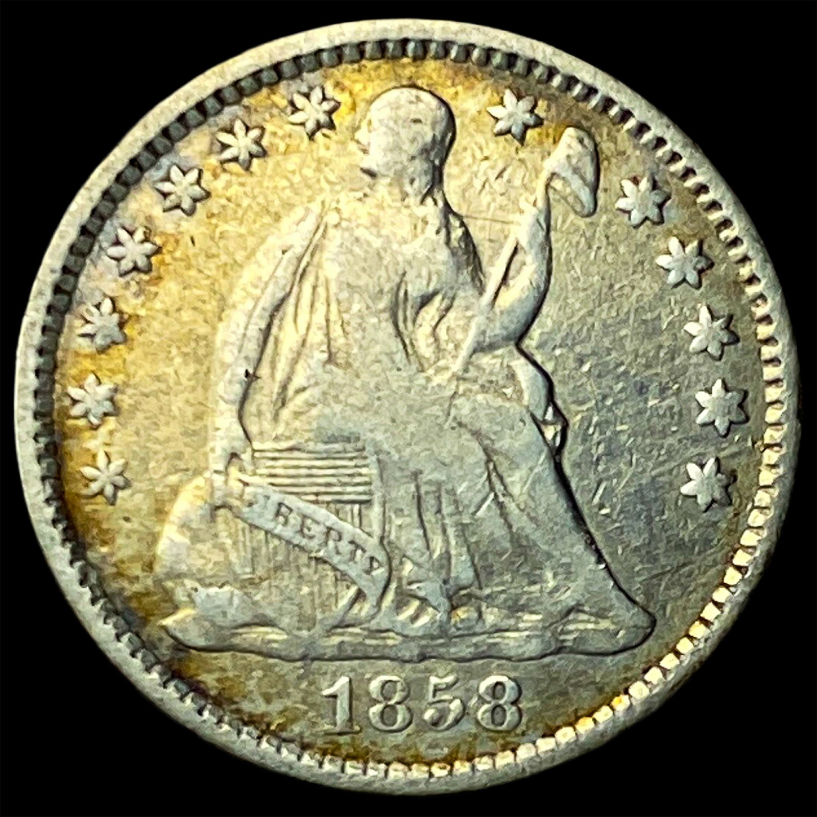 1858 Silver Seated Liberty Half Dime LIGHTLY CIRCULATED (1 of 2)