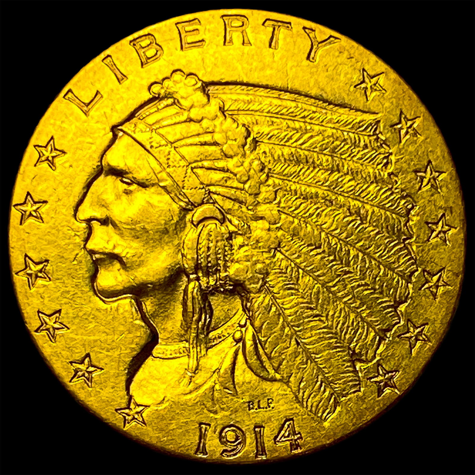 1914-D Gold Indian Head $2.5 Quarter Eagle UNCIRCULATED: 1914-D Gold Indian Head $2.5 Quarter Eagle UNCIRCULATED