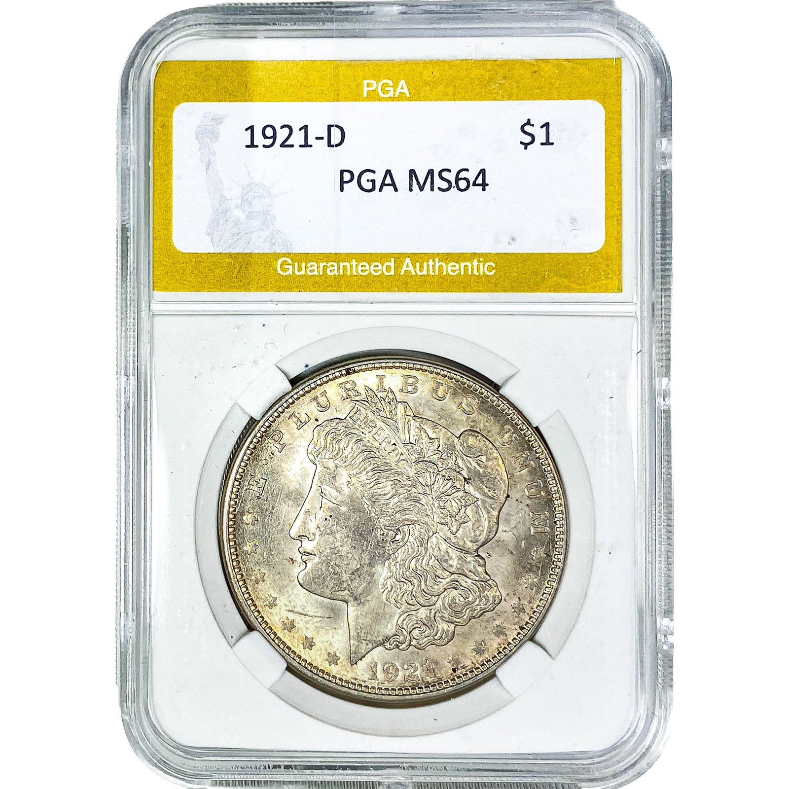 1921-D Morgan Silver Dollar PGA MS64: 1921-D Morgan Silver Dollar PGA MS64