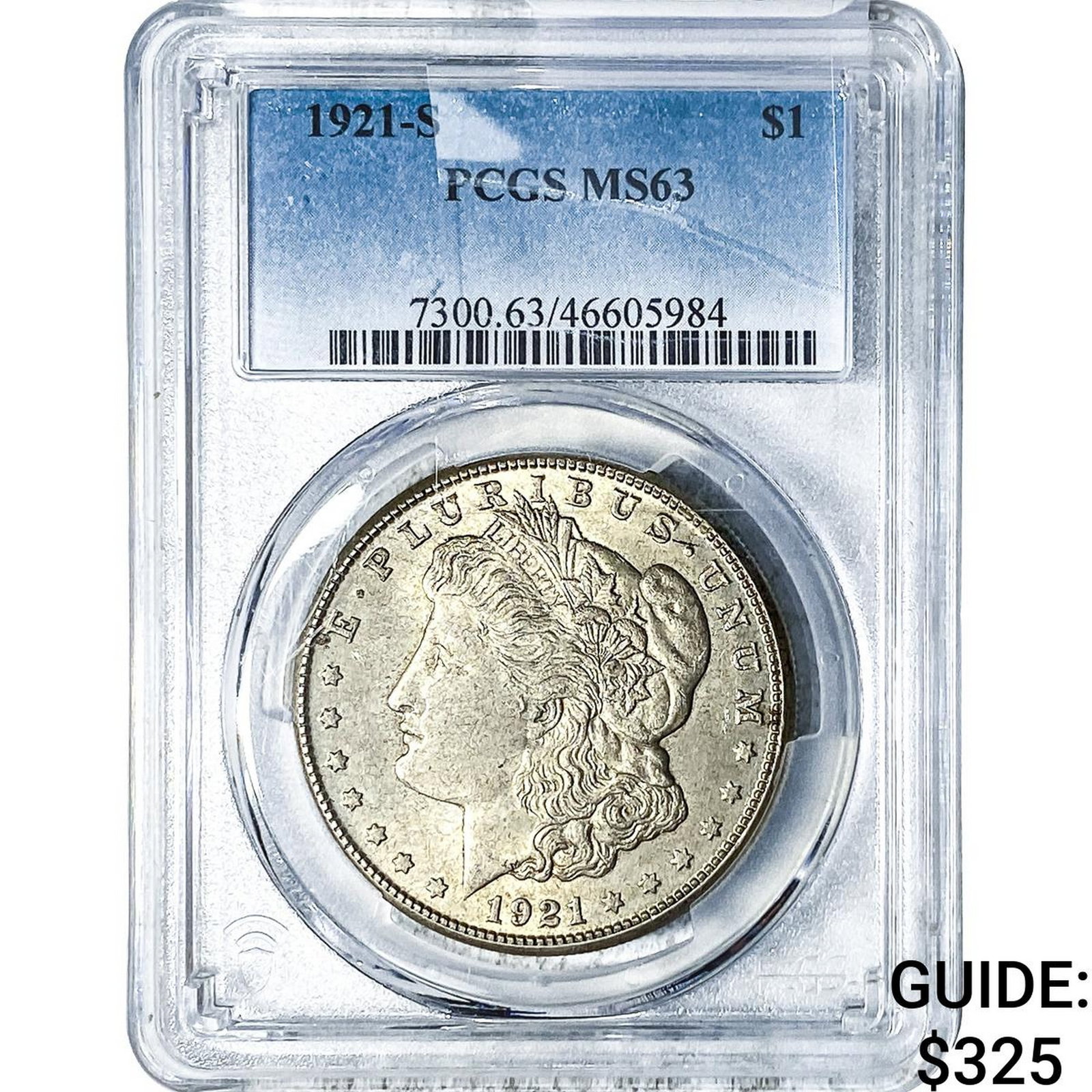 1921-S Morgan Silver Dollar PCGS MS63: 1921-S Morgan Silver Dollar PCGS MS63