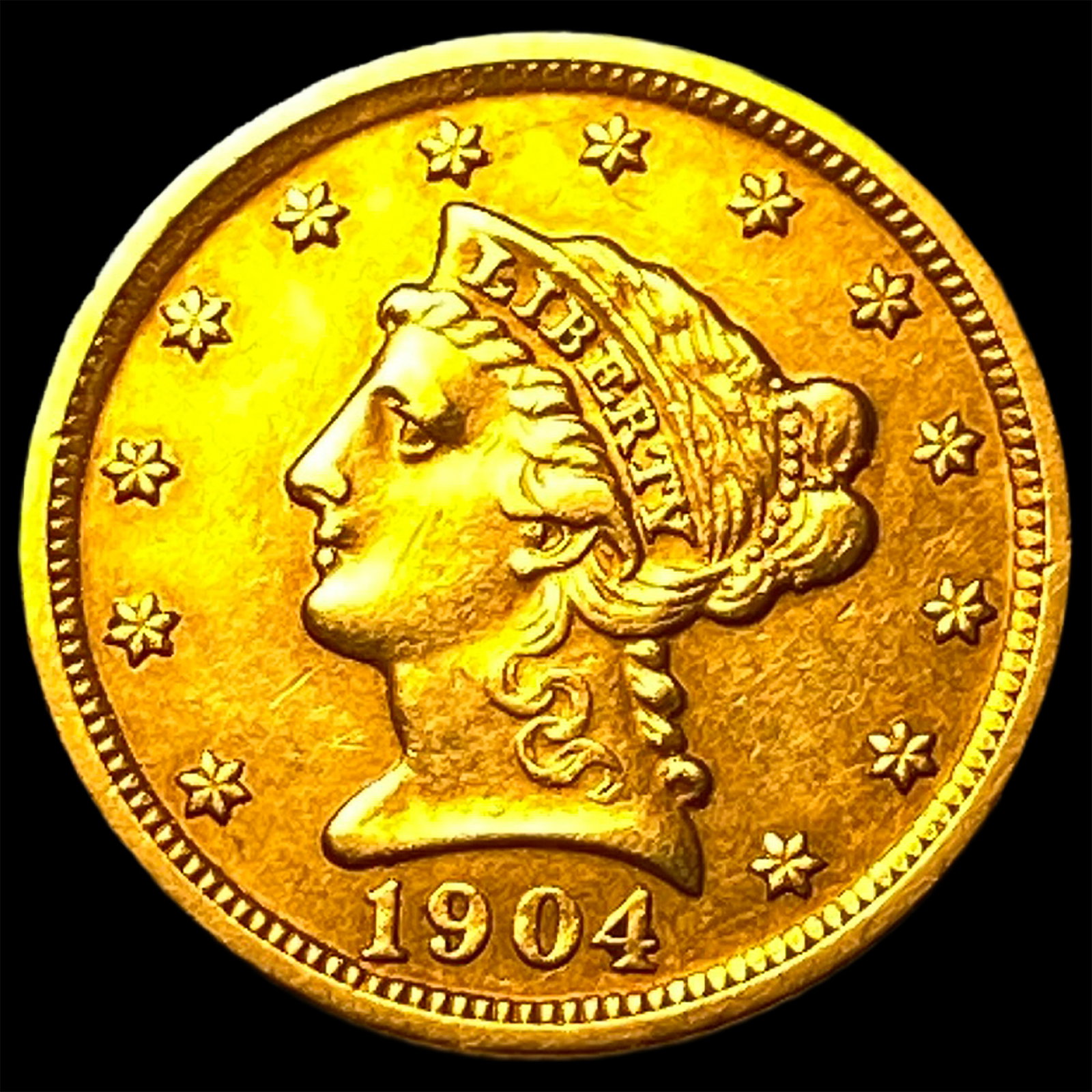 1904 Liberty Head Gold Quarter Eagle CLOSELY UNCIRCULATED: 1904 Liberty Head Gold Quarter Eagle CLOSELY UNCIRCULATED