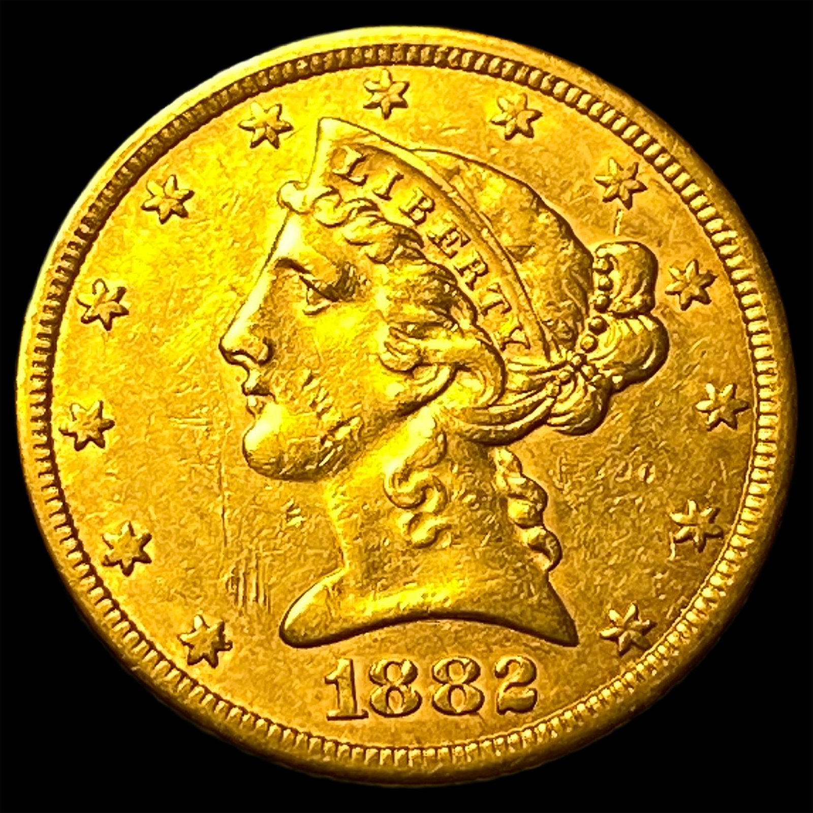 1882 Liberty Head Gold $5 Half Eagle CHOICE AU: 1882 Liberty Head Gold $5 Half Eagle CHOICE AU