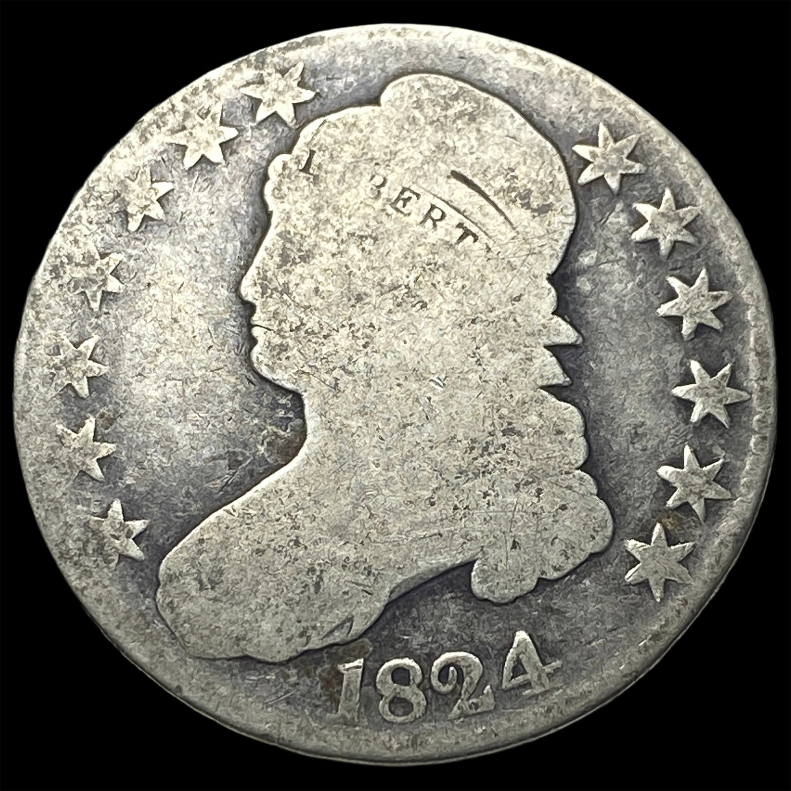 1824 Capped Bust Half Dollar NICELY CIRCULATED: 1824 Capped Bust Half Dollar NICELY CIRCULATED