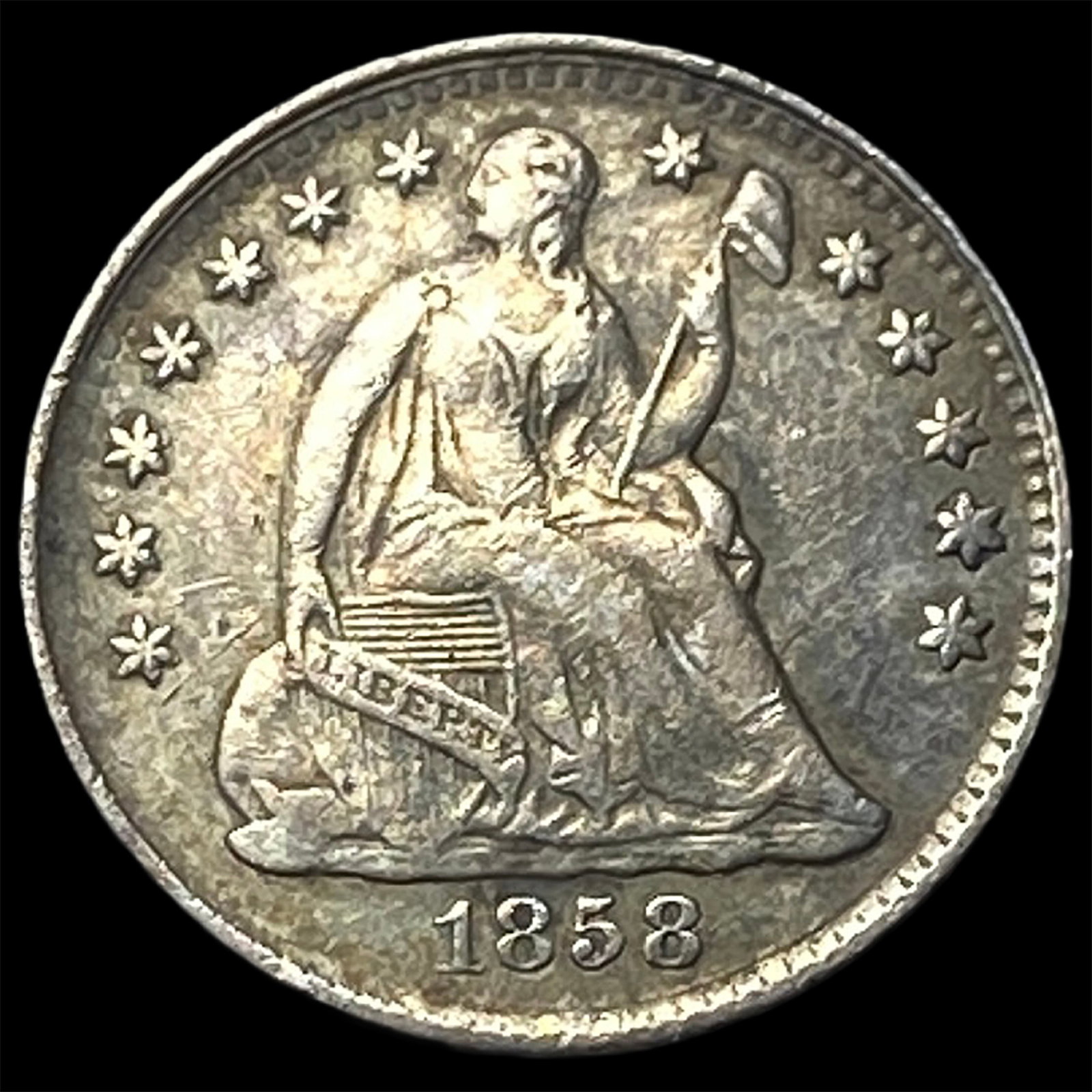 1858 Silver Seated Liberty Half Dime CLOSELY UNCIRCULATED (1 of 2)