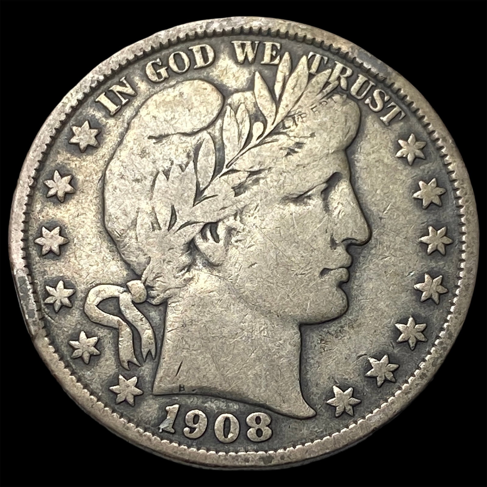 1908 Silver Barber Half Dollar NEARLY UNCIRCULATED: 1908 Silver Barber Half Dollar NEARLY UNCIRCULATED