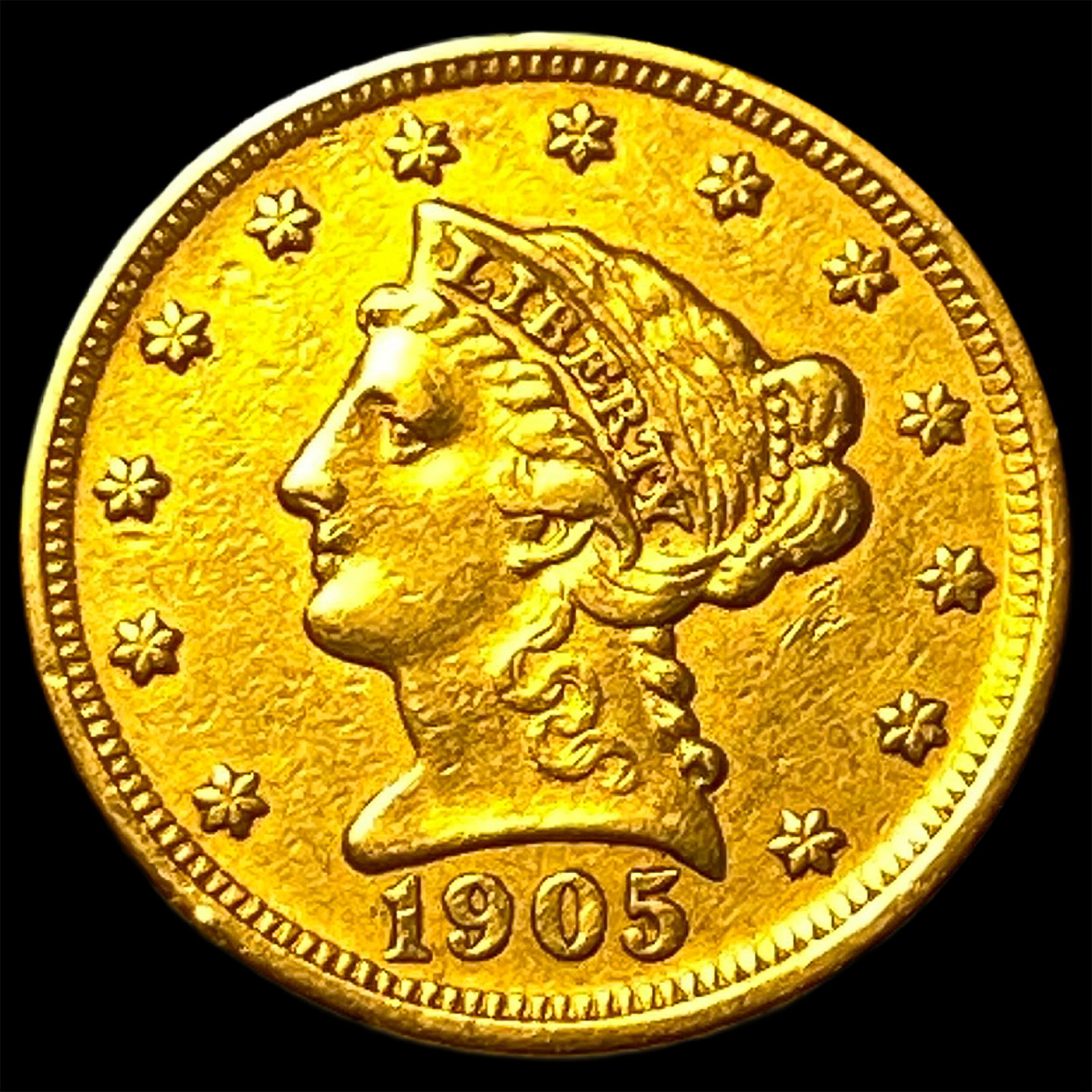 1905 Liberty Head Gold $2.5 Quarter Eagle CLOSELY UNCIRCULATED: 1905 Liberty Head Gold $2.5 Quarter Eagle CLOSELY UNCIRCULATED