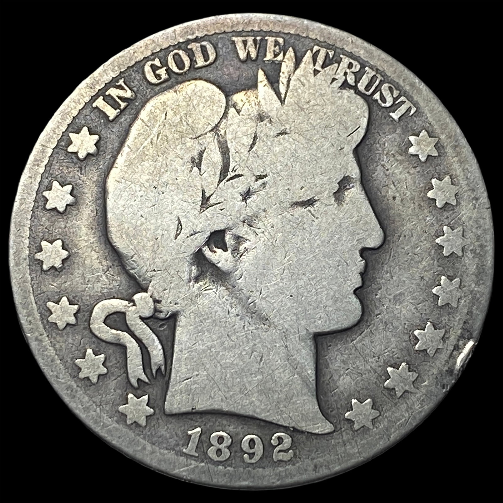 1892-S Silver Barber Half Dollar LIGHTLY CIRCULATED: 1892-S Silver Barber Half Dollar LIGHTLY CIRCULATED