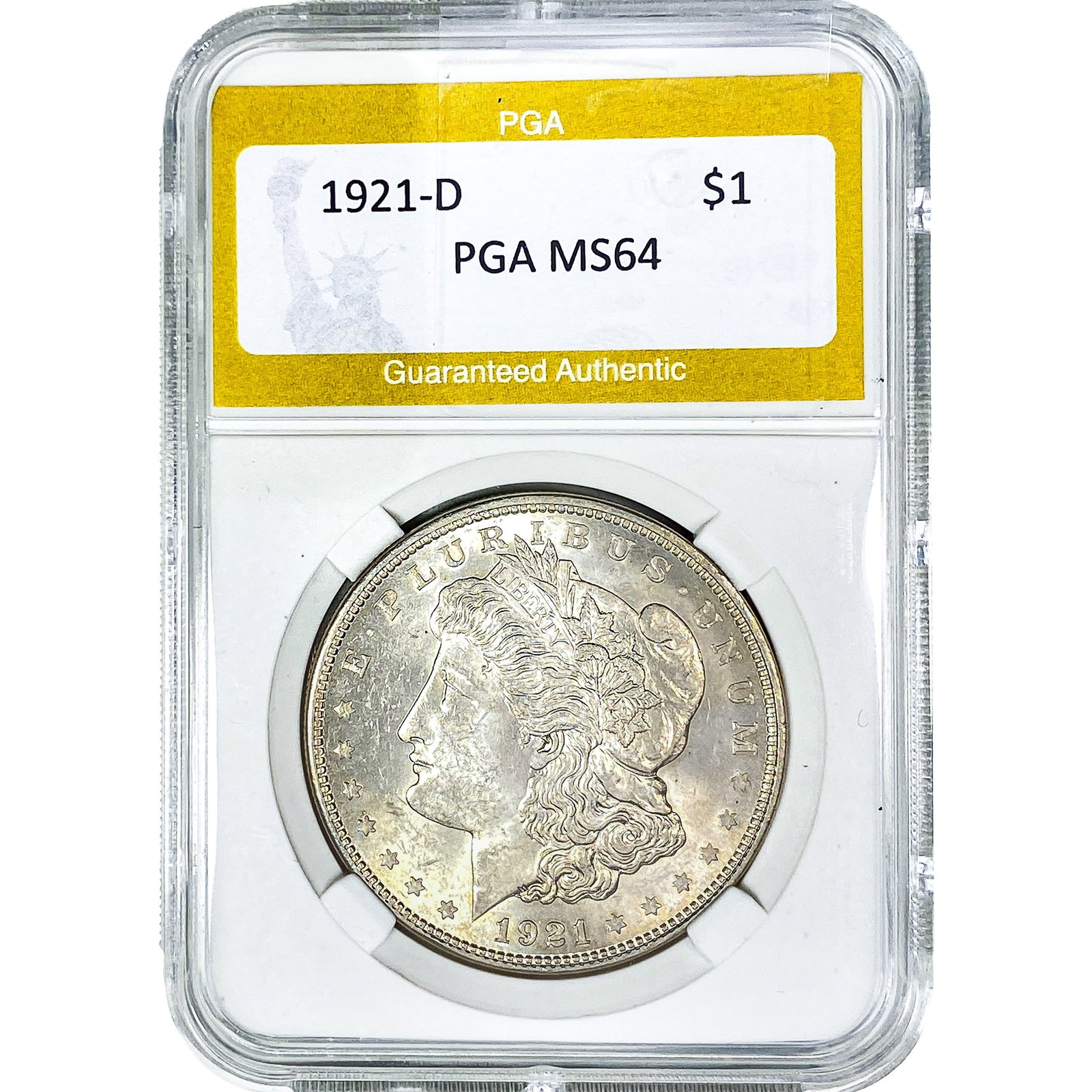 1921-D Morgan Silver Dollar PGA MS64: 1921-D Morgan Silver Dollar PGA MS64